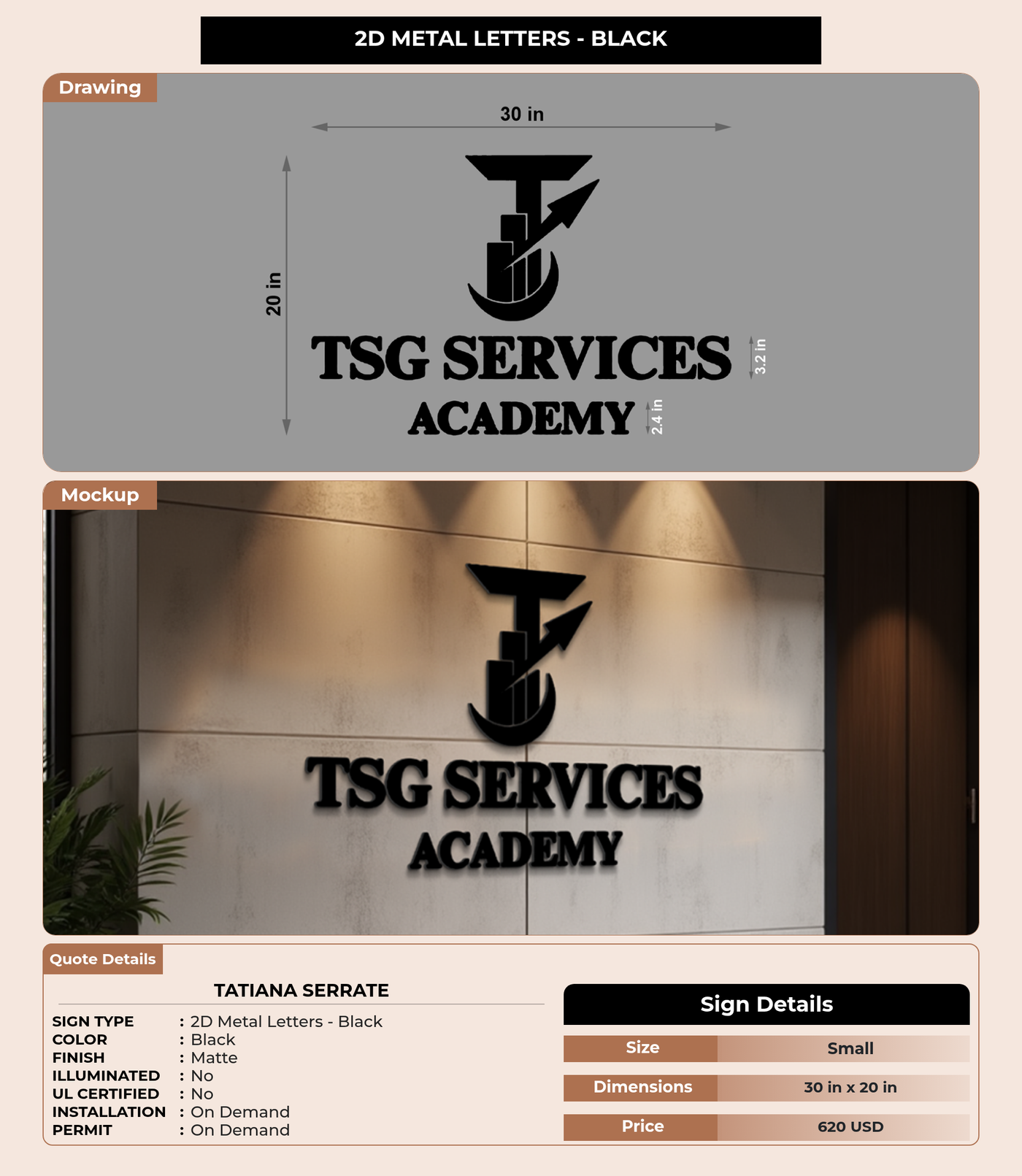 CUSTOM MOCKUP SIGN FOR Tatiana Serrate