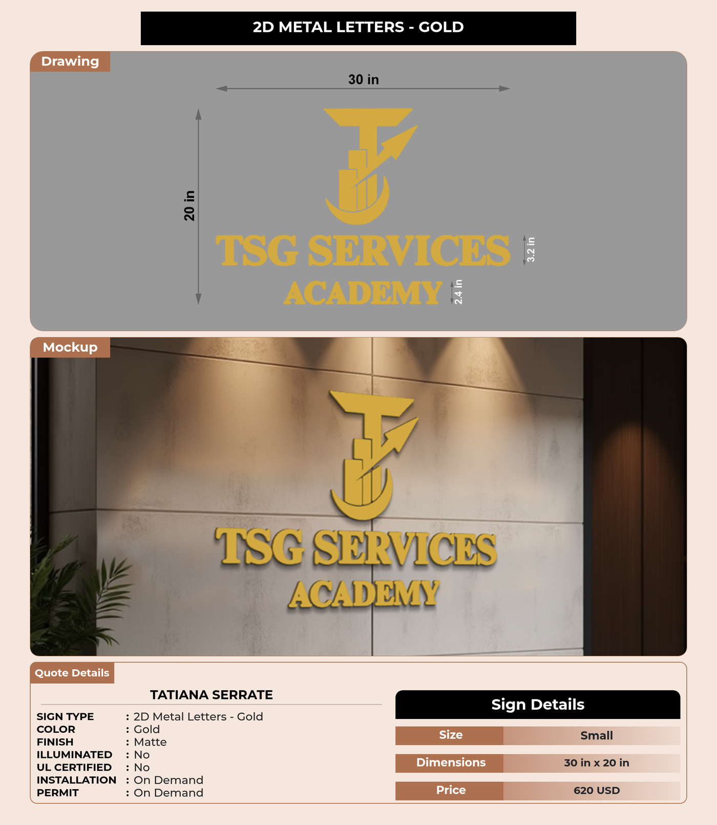 CUSTOM MOCKUP SIGN FOR Tatiana Serrate