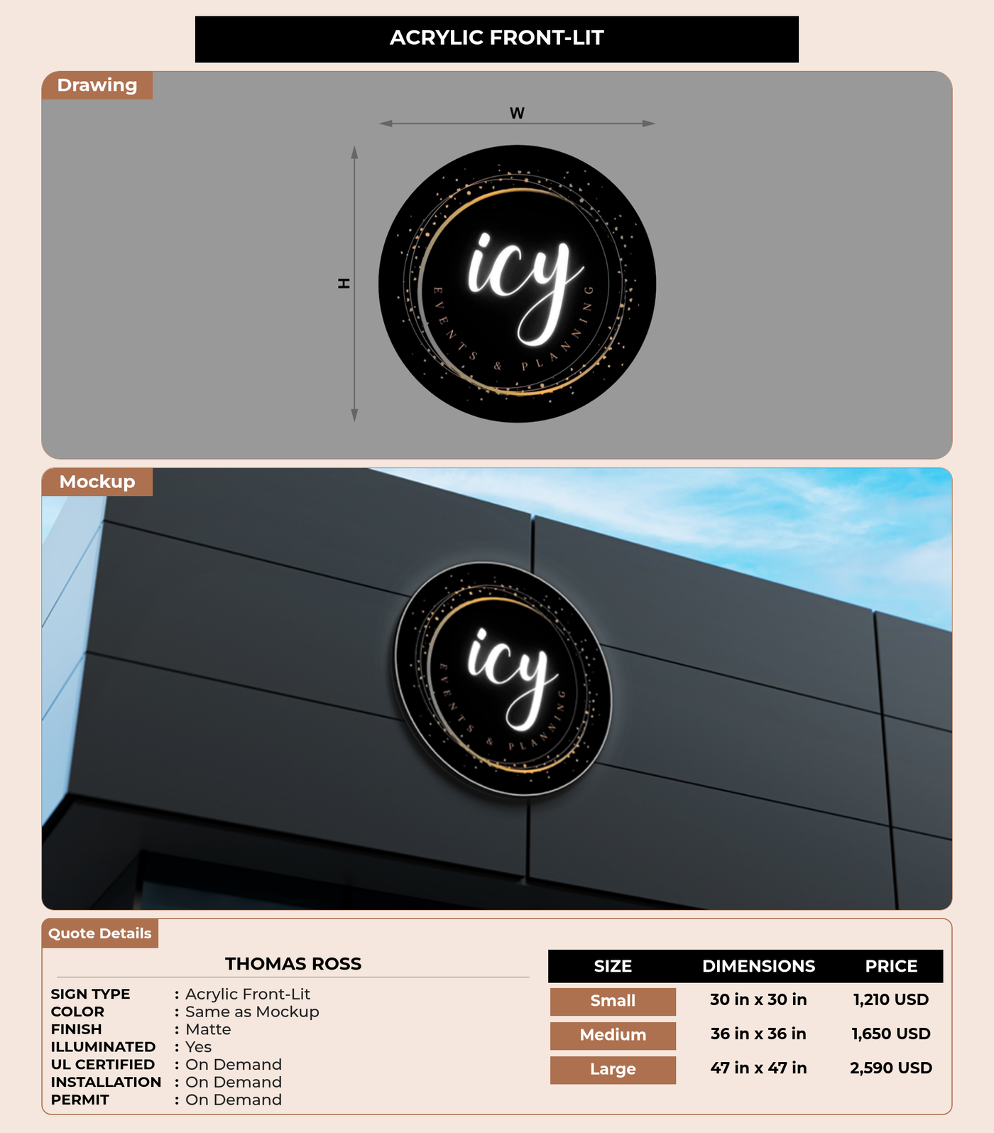CUSTOM MOCKUP SIGN FOR Thomas Ross
