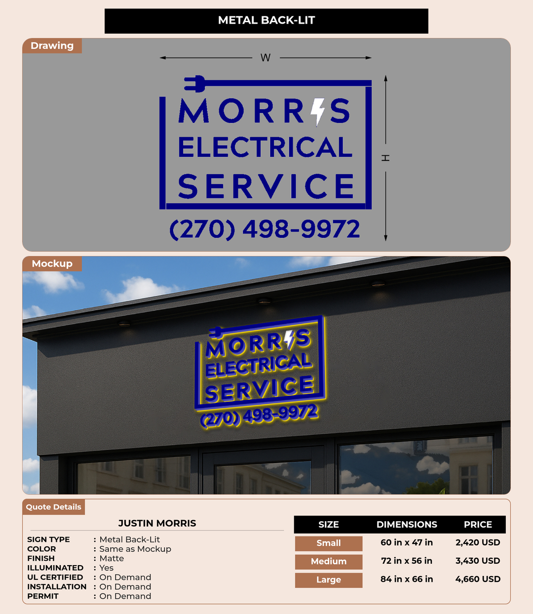 CUSTOM MOCKUP SIGN FOR Justin morris