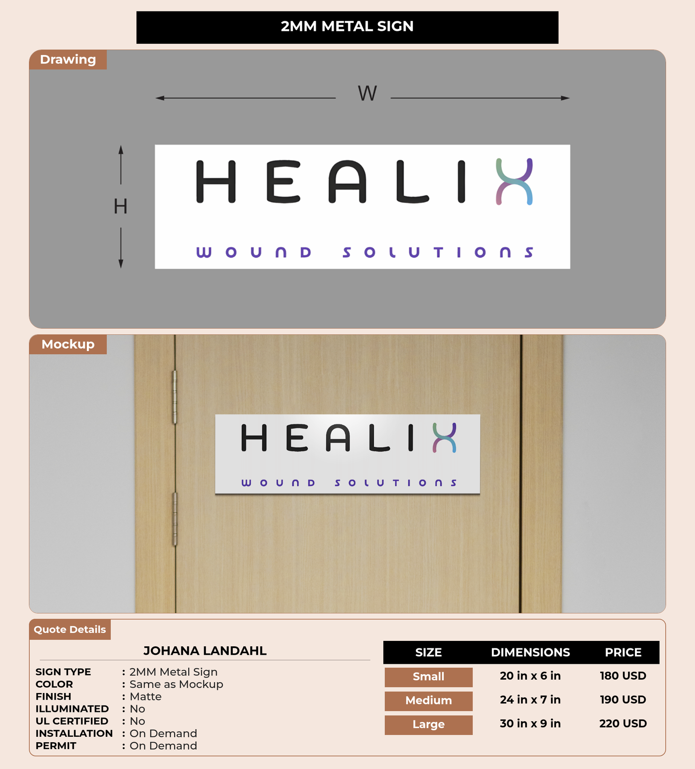 CUSTOM MOCKUP SIGN FOR Johana Landahl