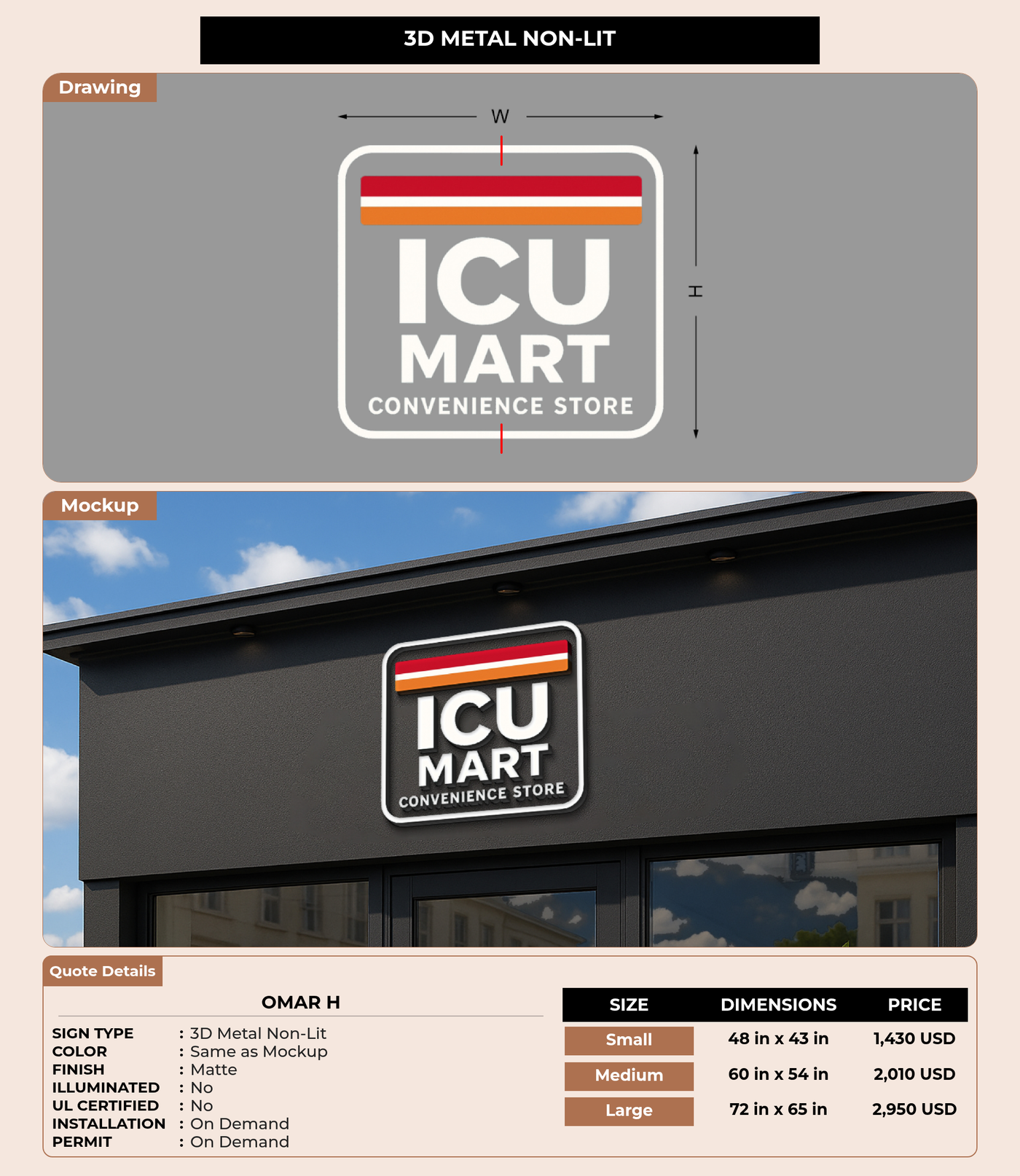 CUSTOM MOCKUP SIGN FOR Omar H