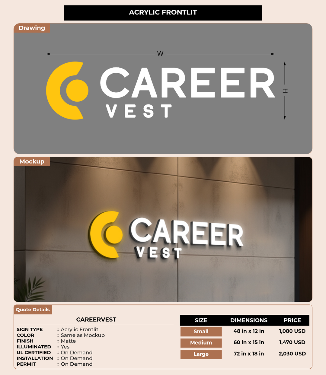 CUSTOM MOCKUP SIGN FOR CareerVest