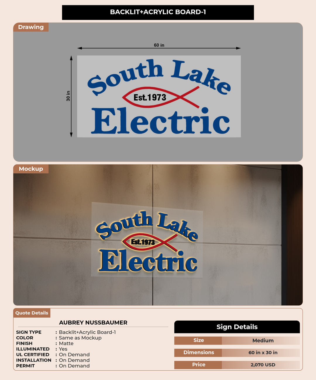 CUSTOM MOCKUP SIGN FOR Aubrey Nussbaumer