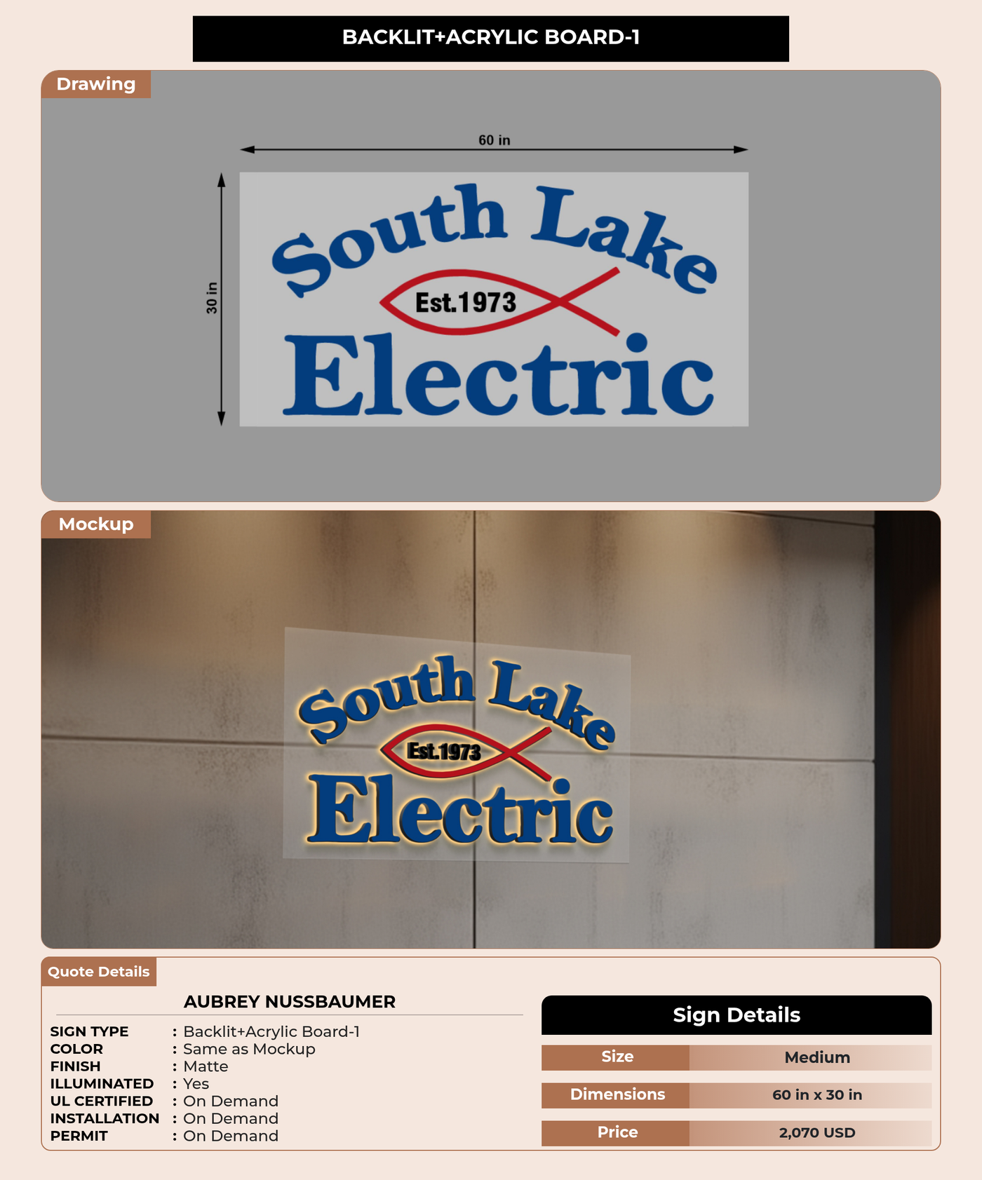 CUSTOM MOCKUP SIGN FOR Aubrey Nussbaumer
