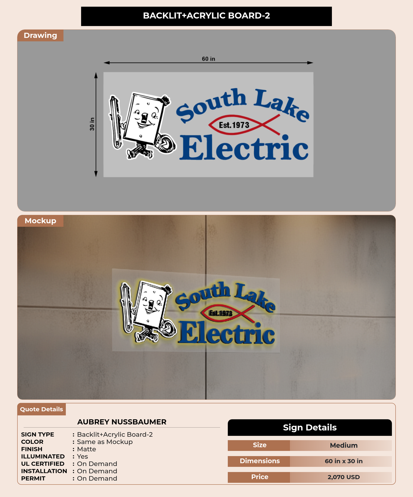CUSTOM MOCKUP SIGN FOR Aubrey Nussbaumer