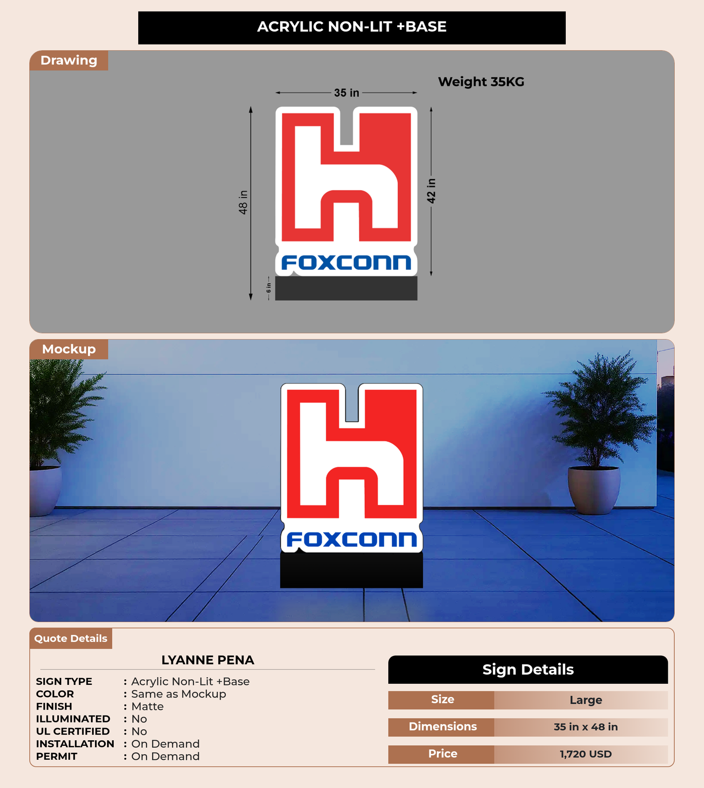CUSTOM MOCKUP SIGN FOR Lyanne Pena