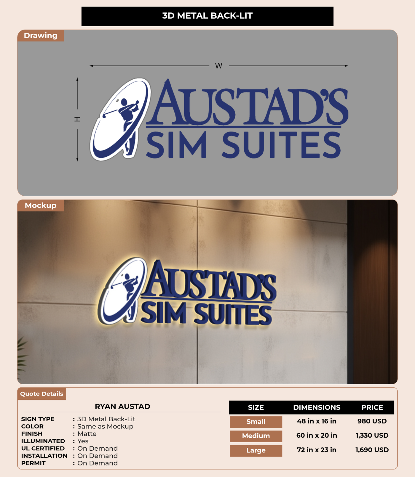 CUSTOM MOCKUP SIGN FOR Ryan Austad