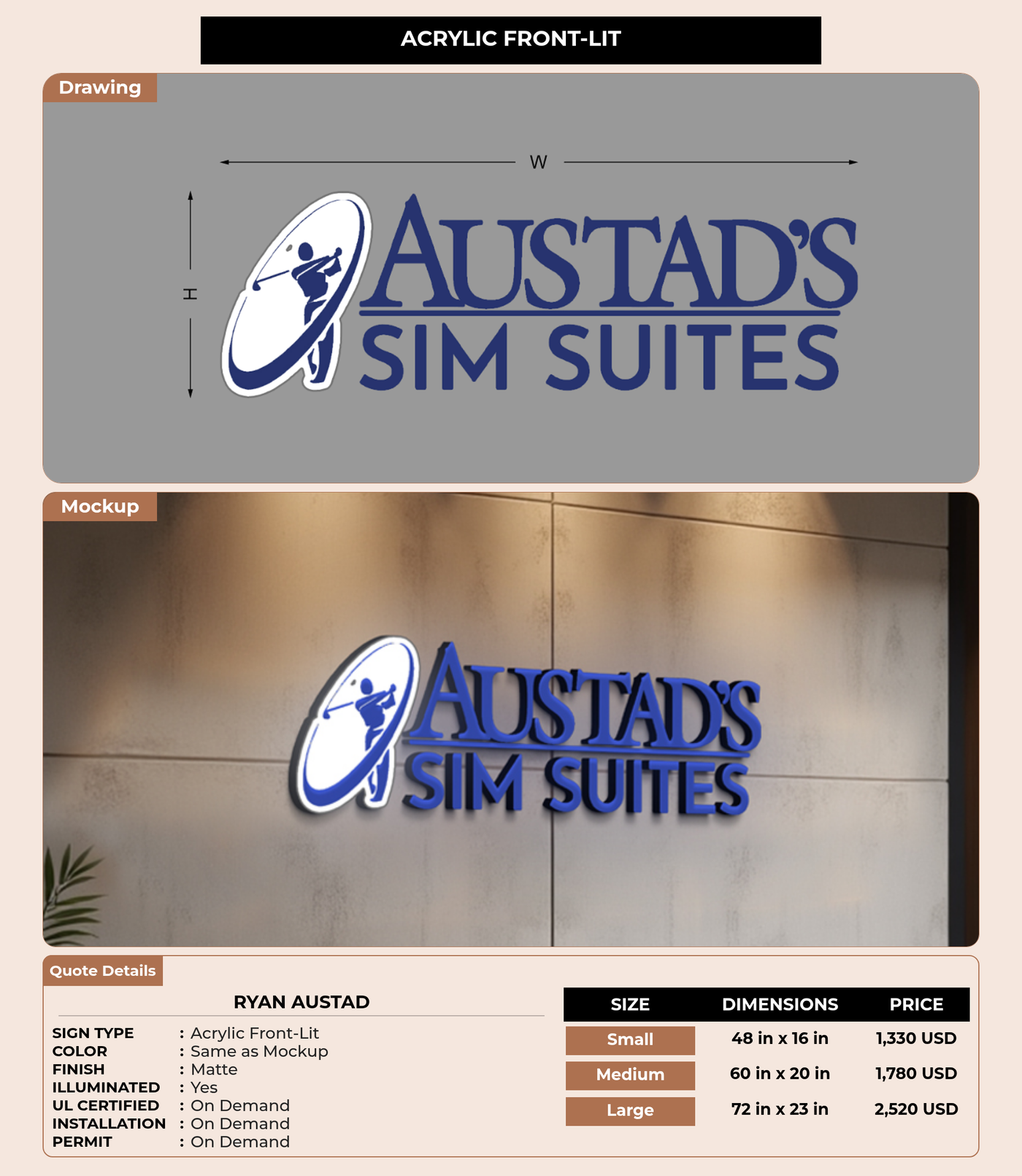 CUSTOM MOCKUP SIGN FOR Ryan Austad