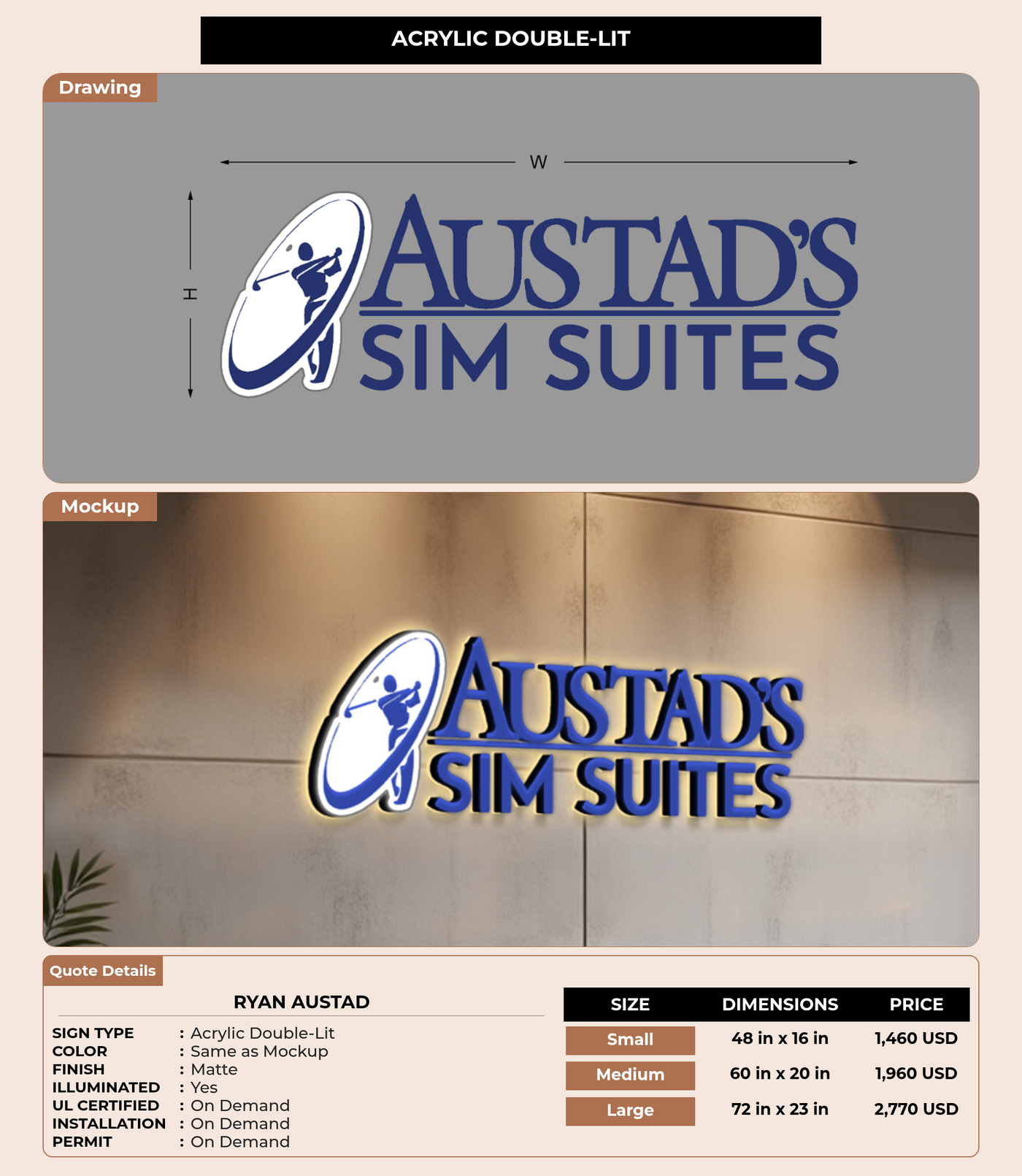 CUSTOM MOCKUP SIGN FOR Ryan Austad