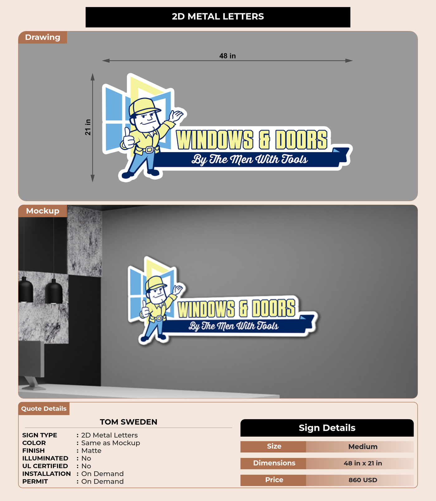 CUSTOM MOCKUP SIGN FOR Tom Sweden