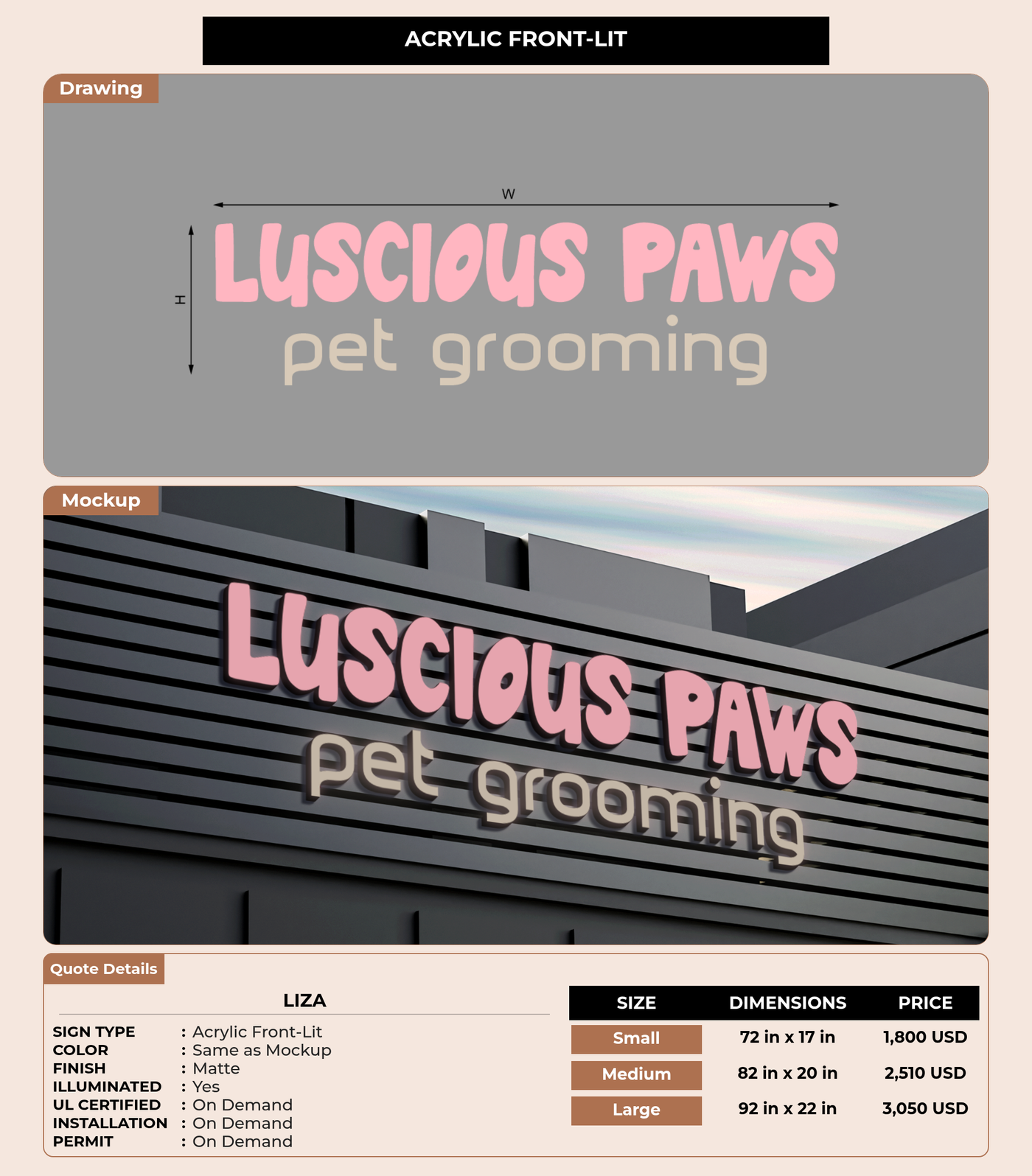 CUSTOM MOCKUP SIGN FOR Liza