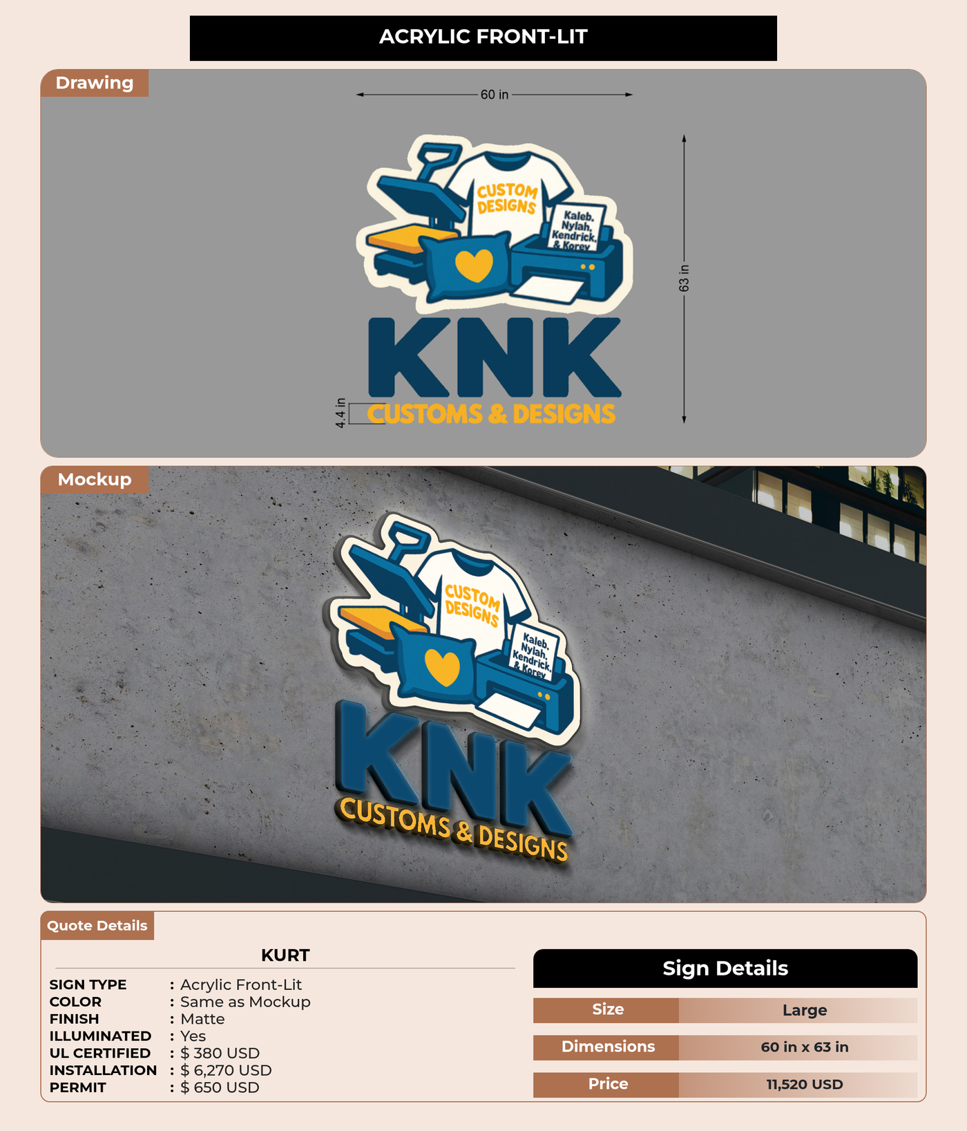 CUSTOM MOCKUP SIGN FOR Kurt