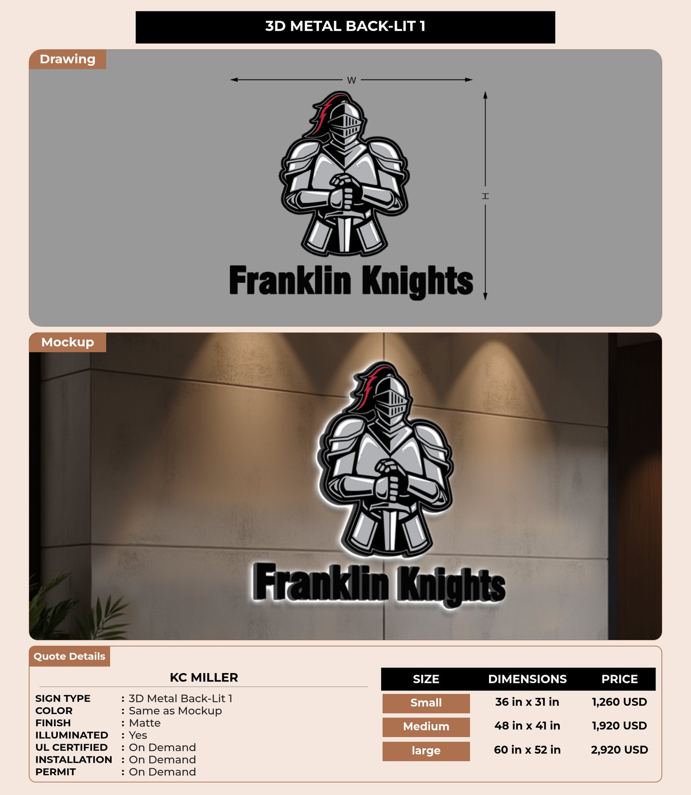 CUSTOM MOCKUP SIGN FOR KC Miller