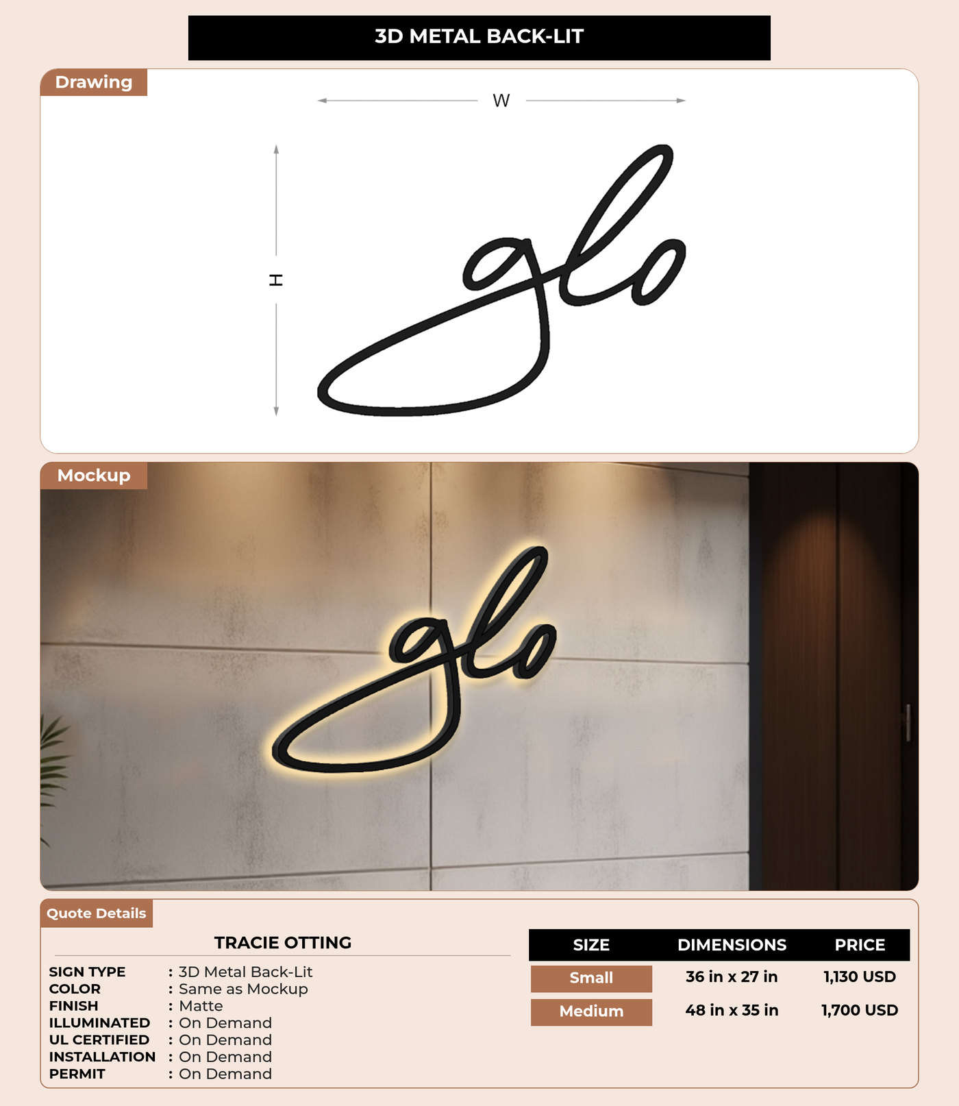 CUSTOM MOCKUP SIGN FOR Tracie Otting
