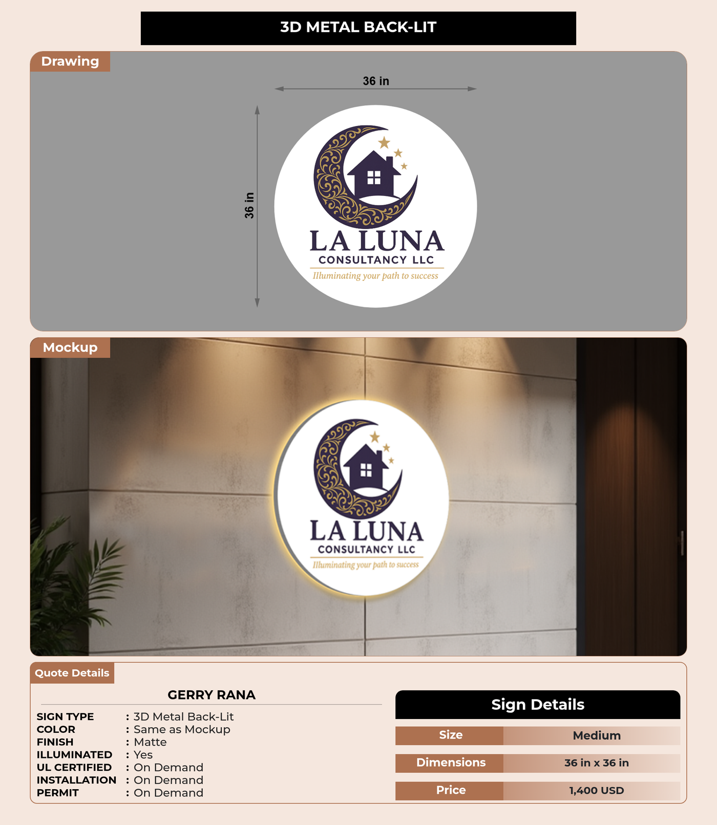 CUSTOM MOCKUP SIGN FOR Gerry Rana