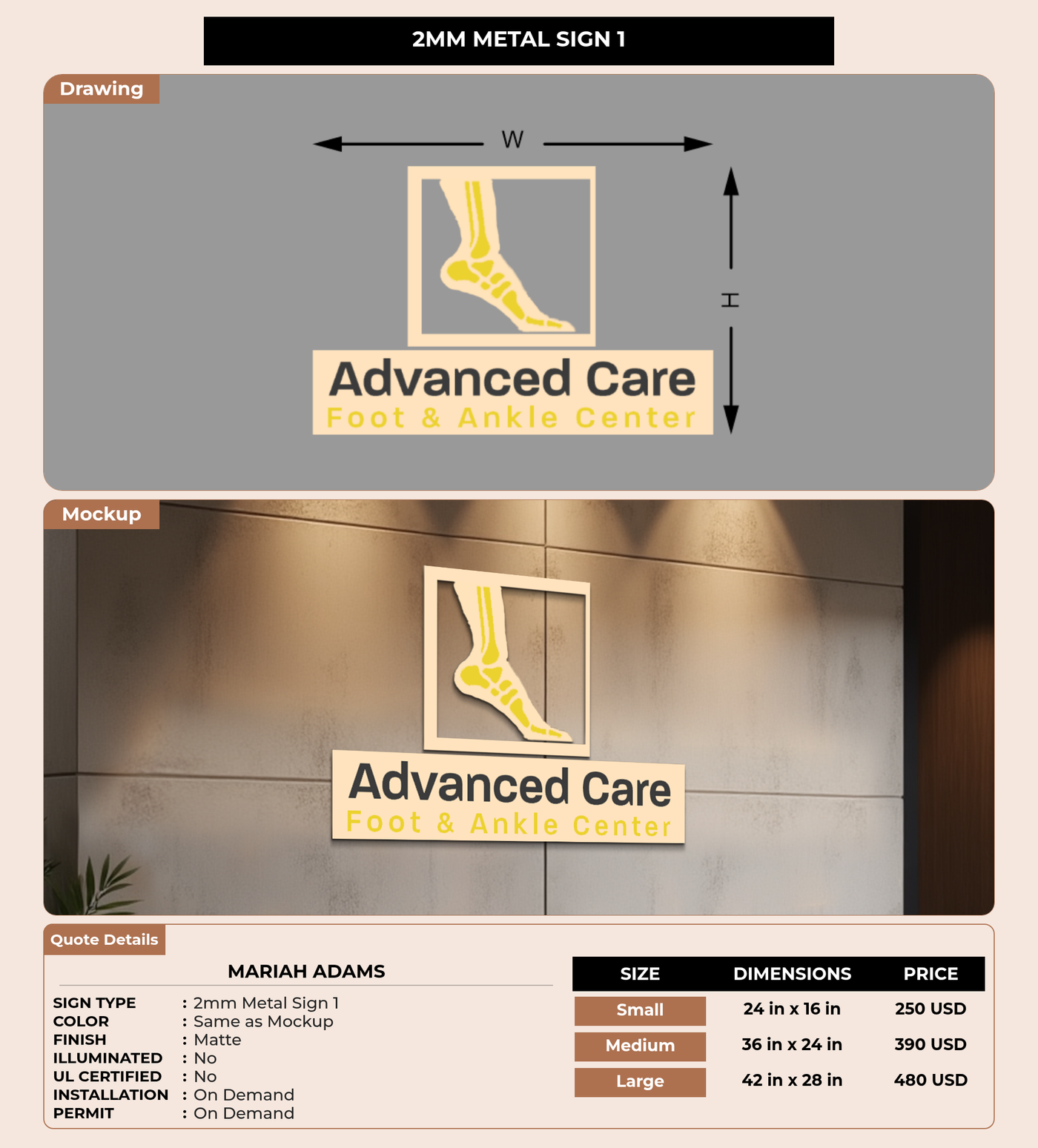 CUSTOM MOCKUP SIGN FOR Mariah Adams