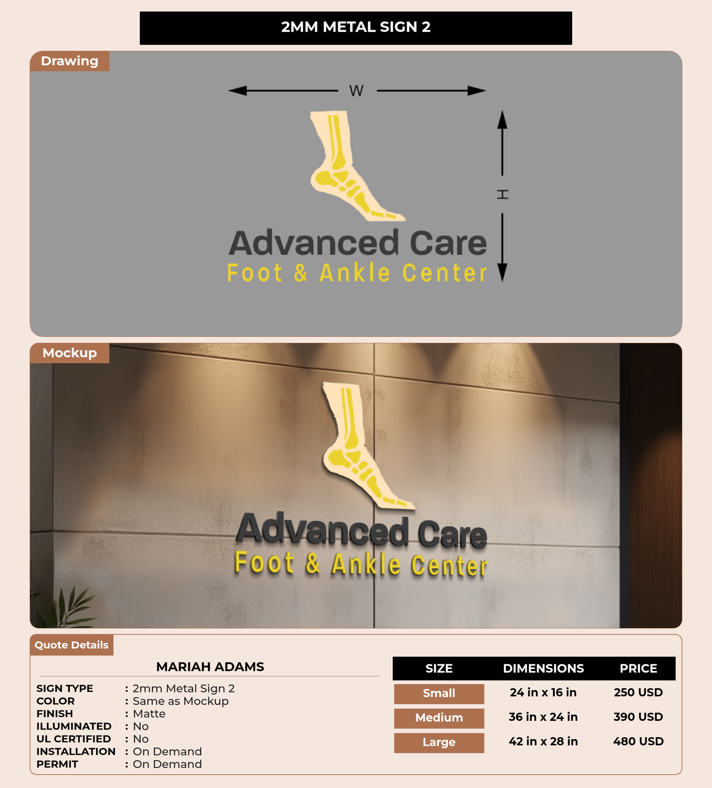 CUSTOM MOCKUP SIGN FOR Mariah Adams