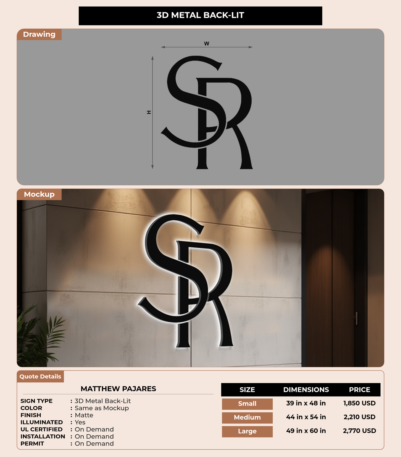 CUSTOM MOCKUP SIGN FOR Matthew Pajares
