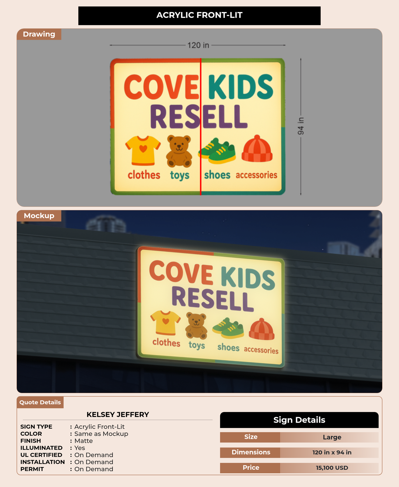 CUSTOM MOCKUP SIGN FOR Kelsey Jeffery