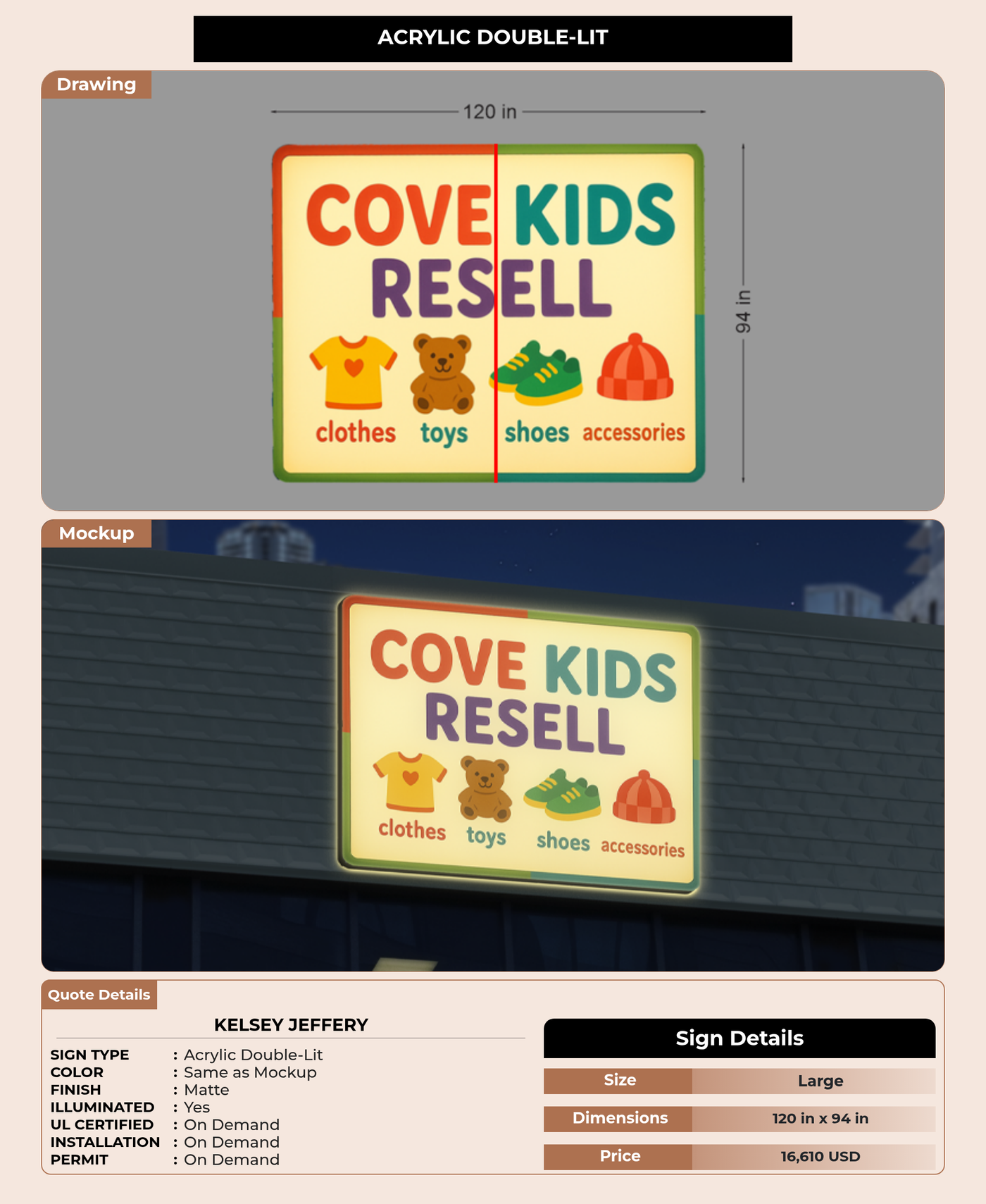 CUSTOM MOCKUP SIGN FOR Kelsey Jeffery