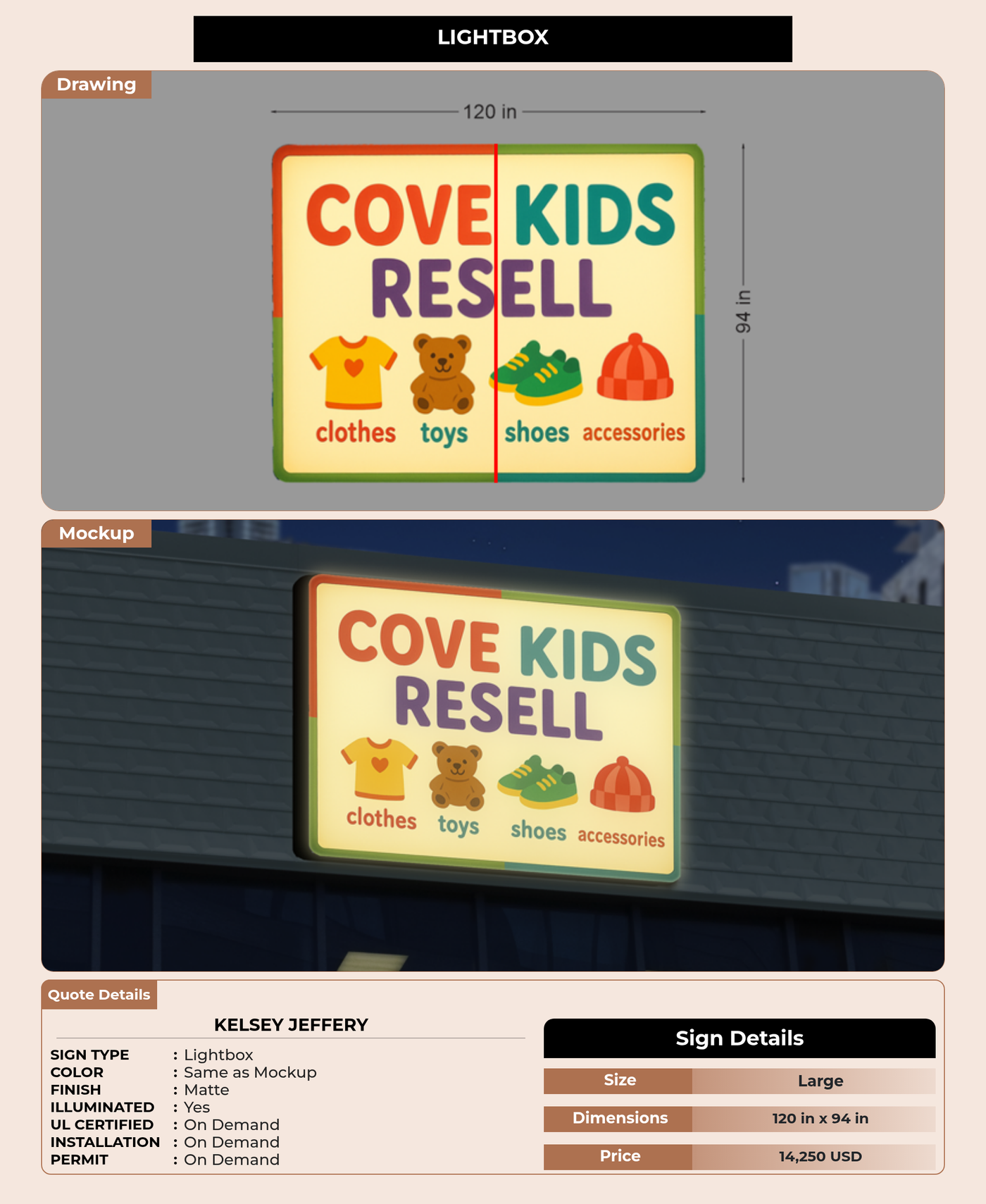 CUSTOM MOCKUP SIGN FOR Kelsey Jeffery