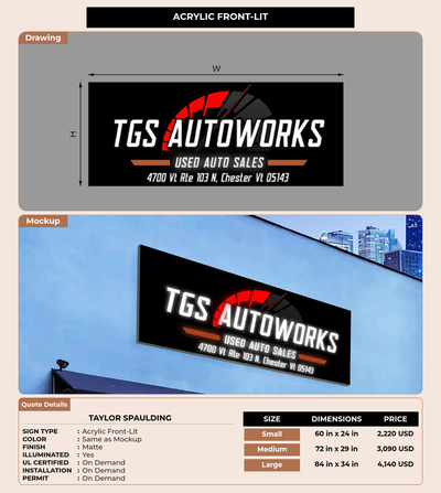 CUSTOM MOCKUP SIGN FOR Taylor Spaulding