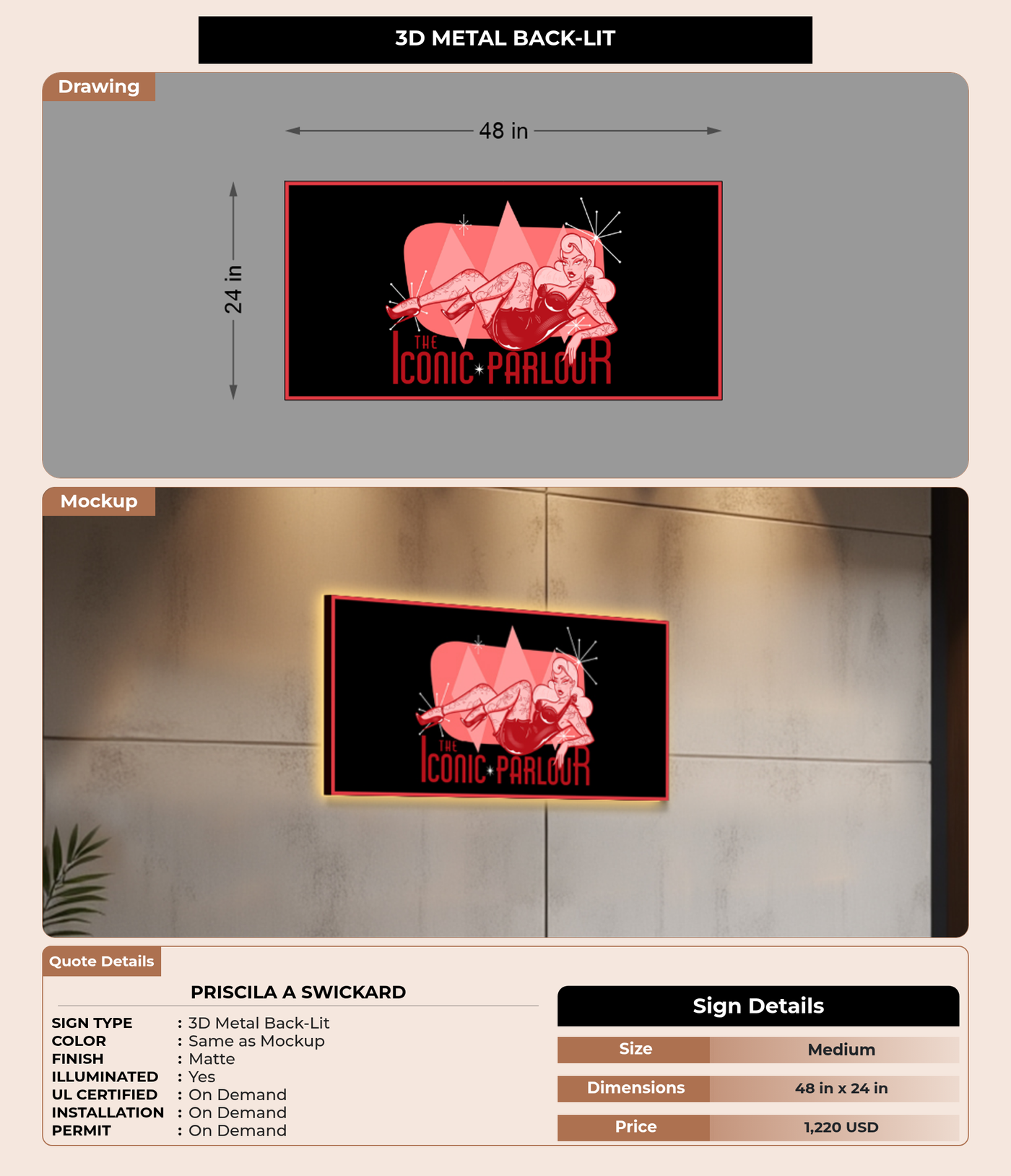 CUSTOM MOCKUP SIGN FOR Priscila A Swickard