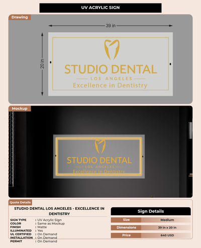 CUSTOM MOCKUP SIGN FOR Studio Dental Los Angeles - Excellence in Dentistry