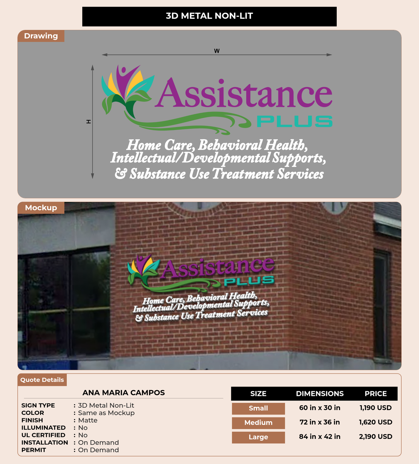 CUSTOM MOCKUP SIGN FOR Ana Maria Campos