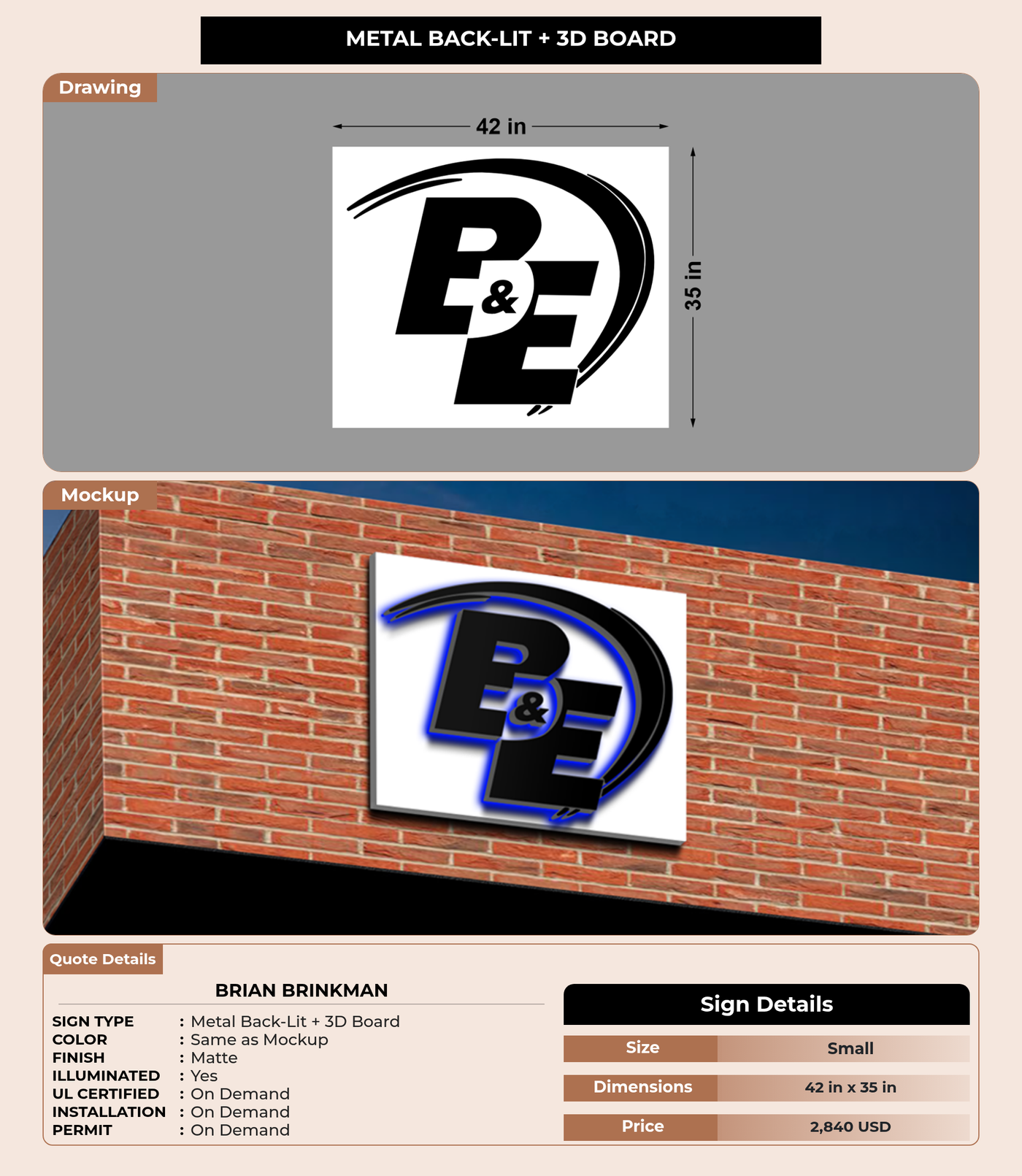 CUSTOM MOCKUP SIGN FOR Brian Brinkman