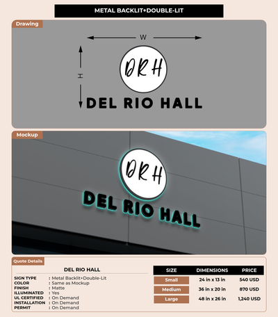 CUSTOM MOCKUP SIGN FOR Del Rio Hall