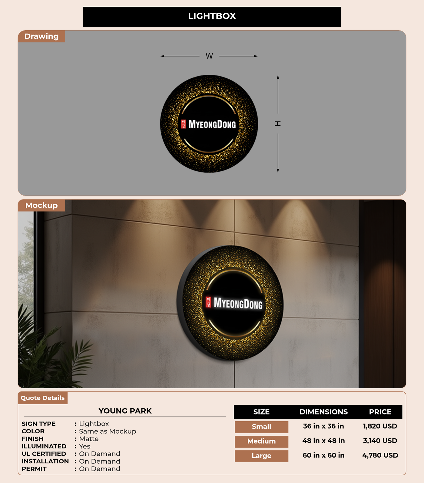 CUSTOM MOCKUP SIGN FOR Young park