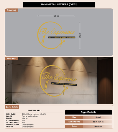 CUSTOM MOCKUP SIGN FOR Ameina Hill