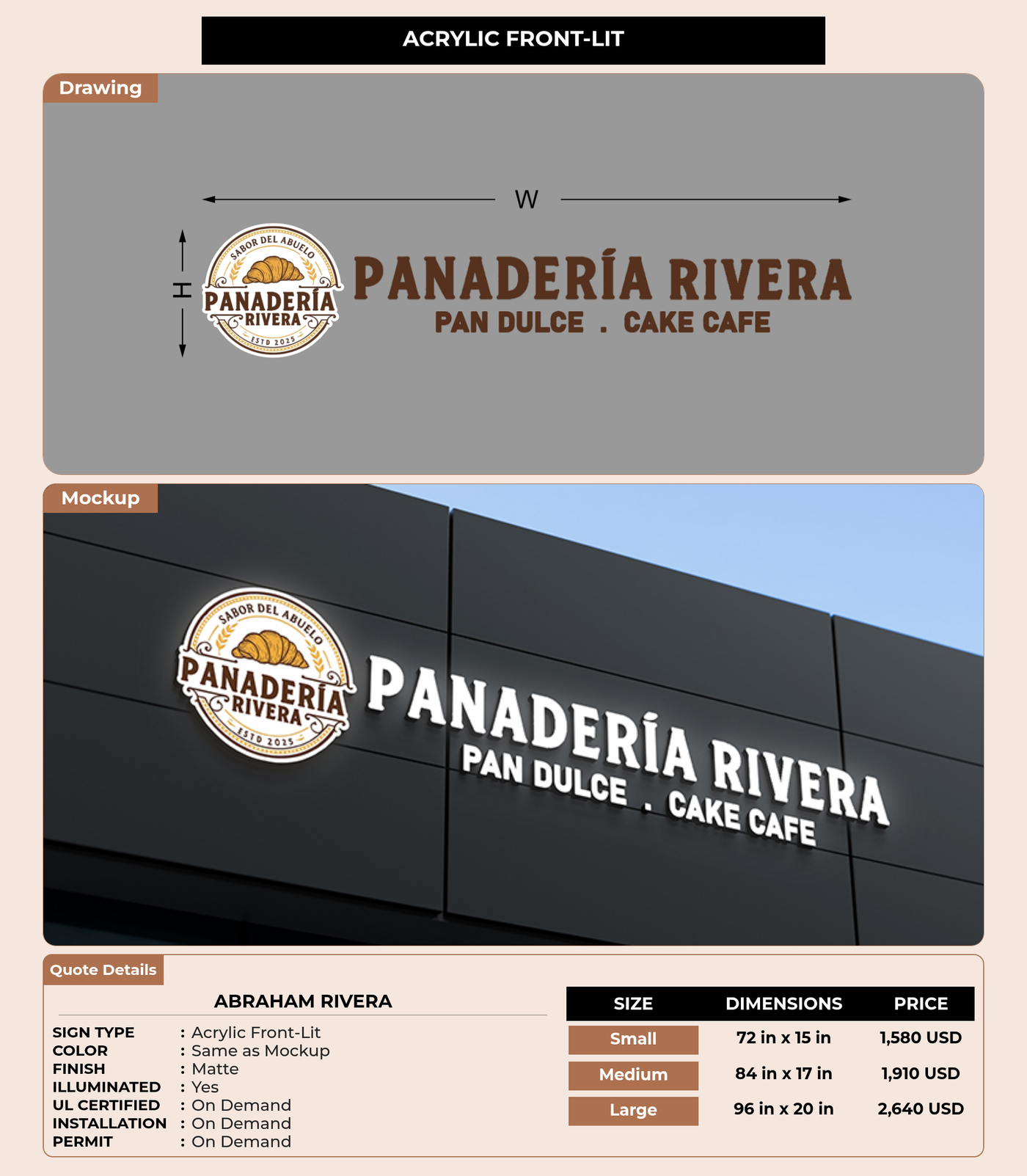 CUSTOM MOCKUP SIGN FOR Abraham Rivera