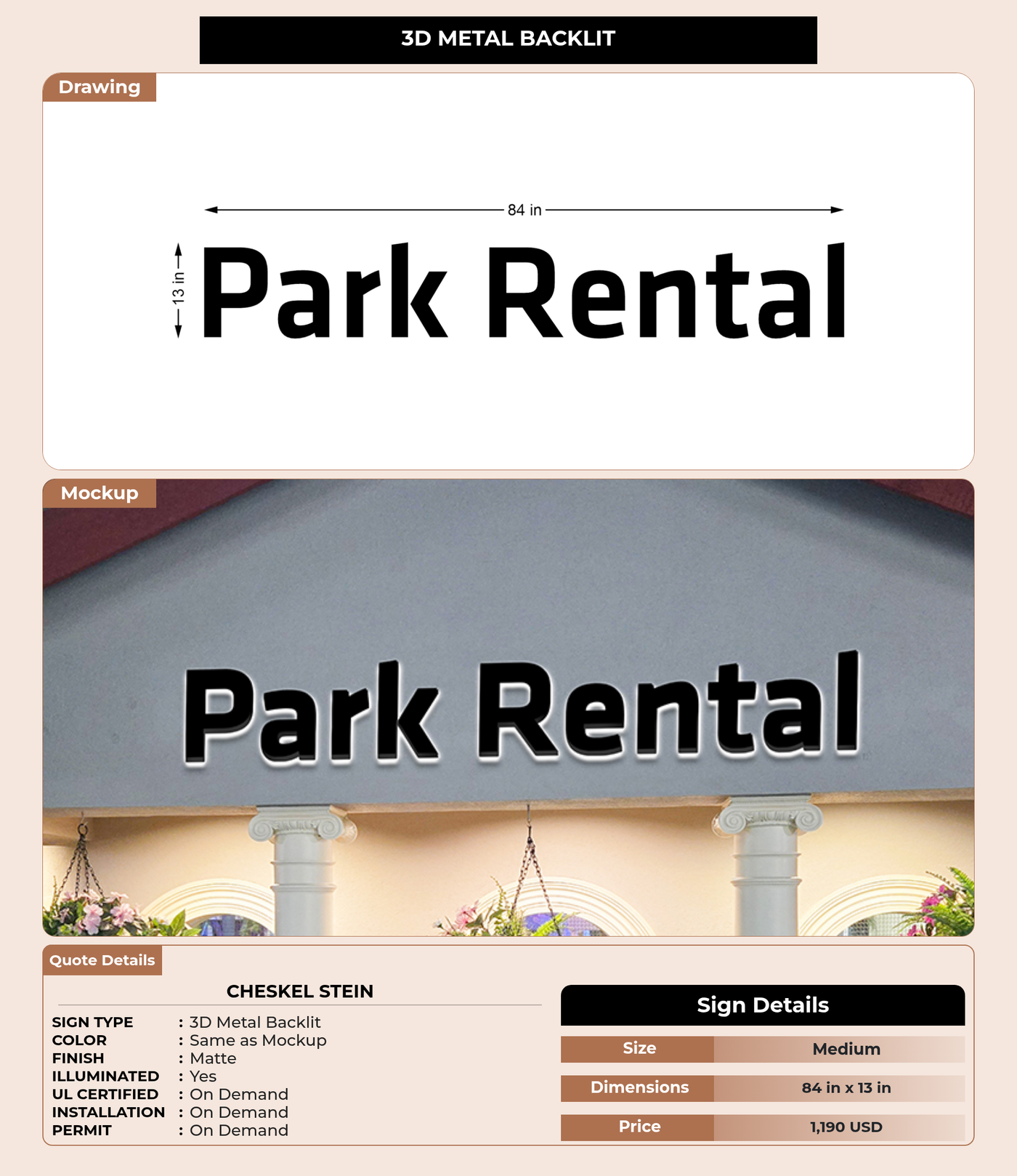 CUSTOM MOCKUP SIGN FOR Cheskel Stein