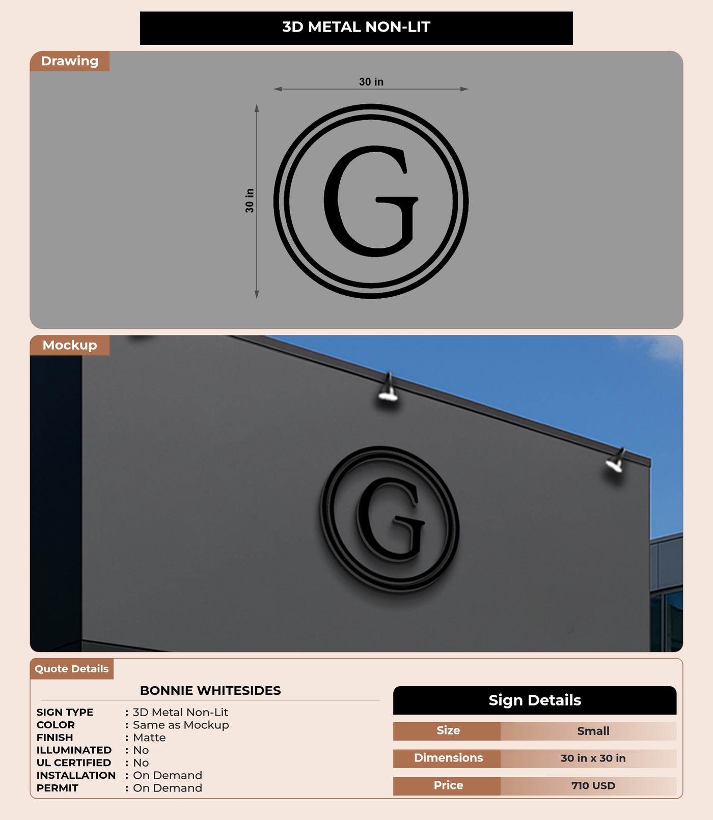 CUSTOM MOCKUP SIGN FOR Bonnie Whitesides