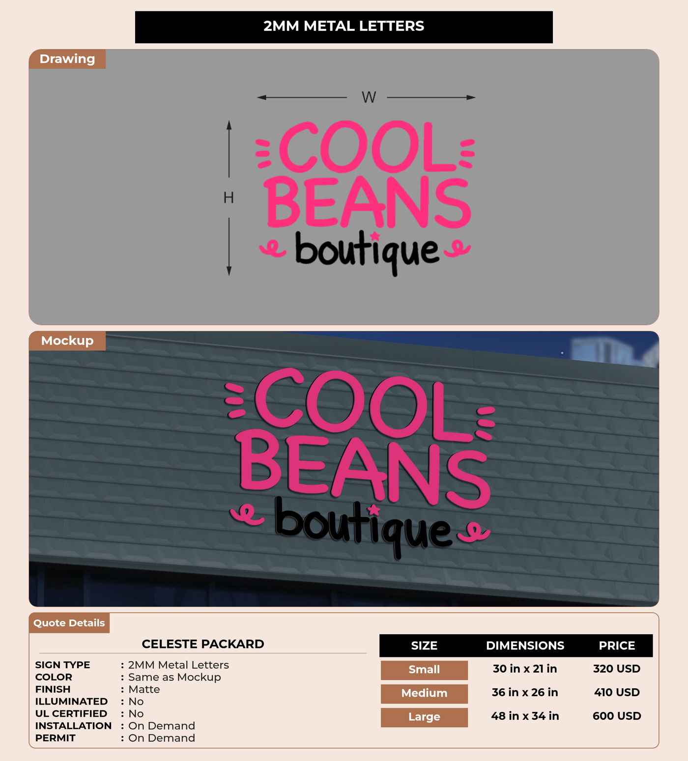 CUSTOM MOCKUP SIGN FOR Celeste Packard