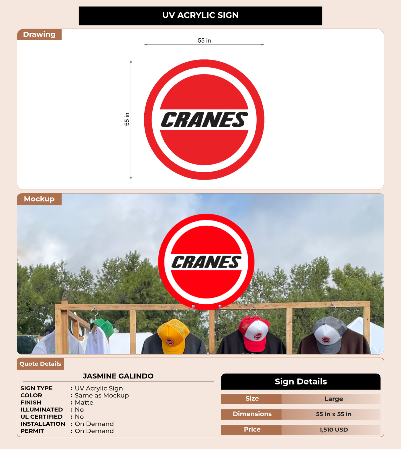 CUSTOM MOCKUP SIGN FOR Jasmine Galindo