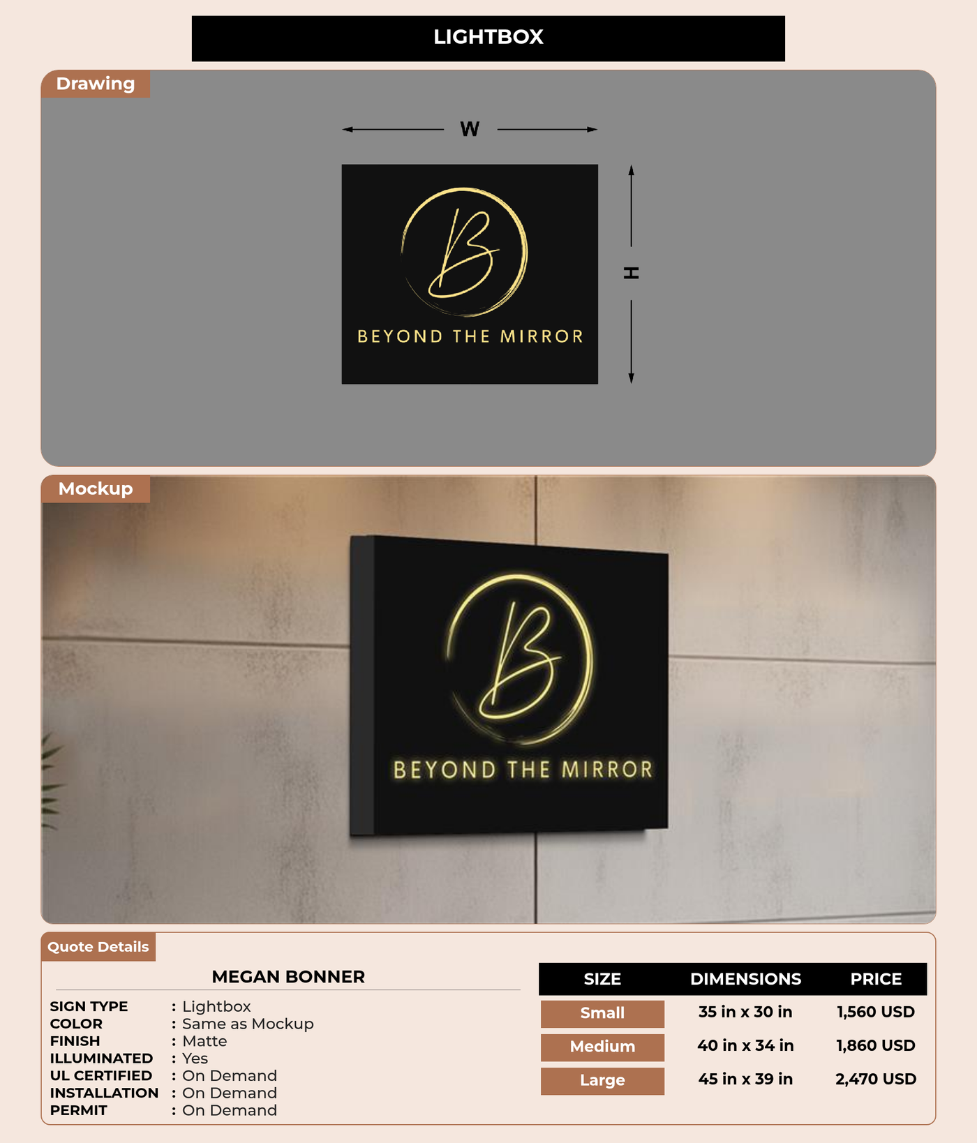 CUSTOM MOCKUP SIGN FOR Megan Bonner