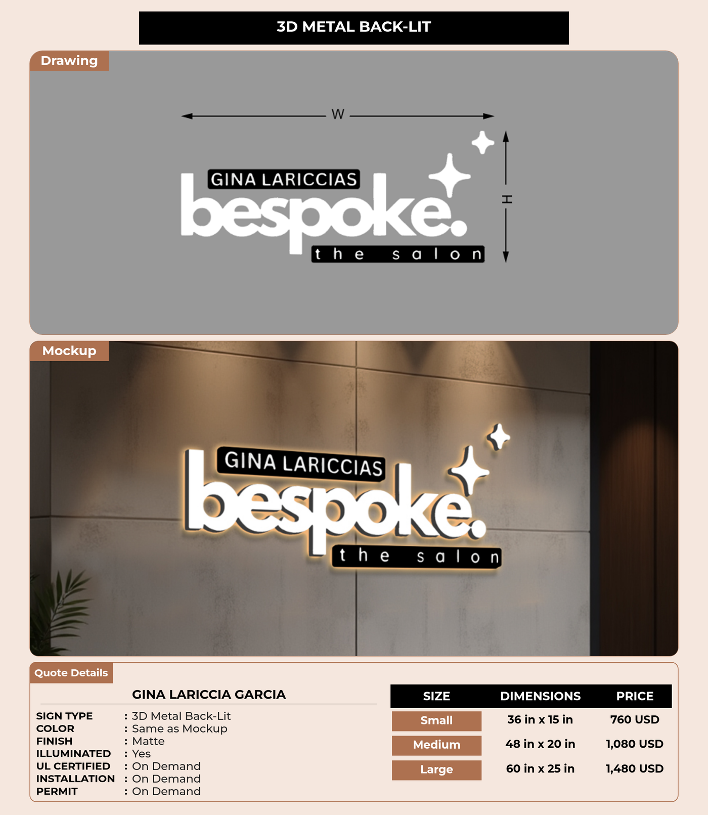CUSTOM MOCKUP SIGN FOR Gina Lariccia Garcia