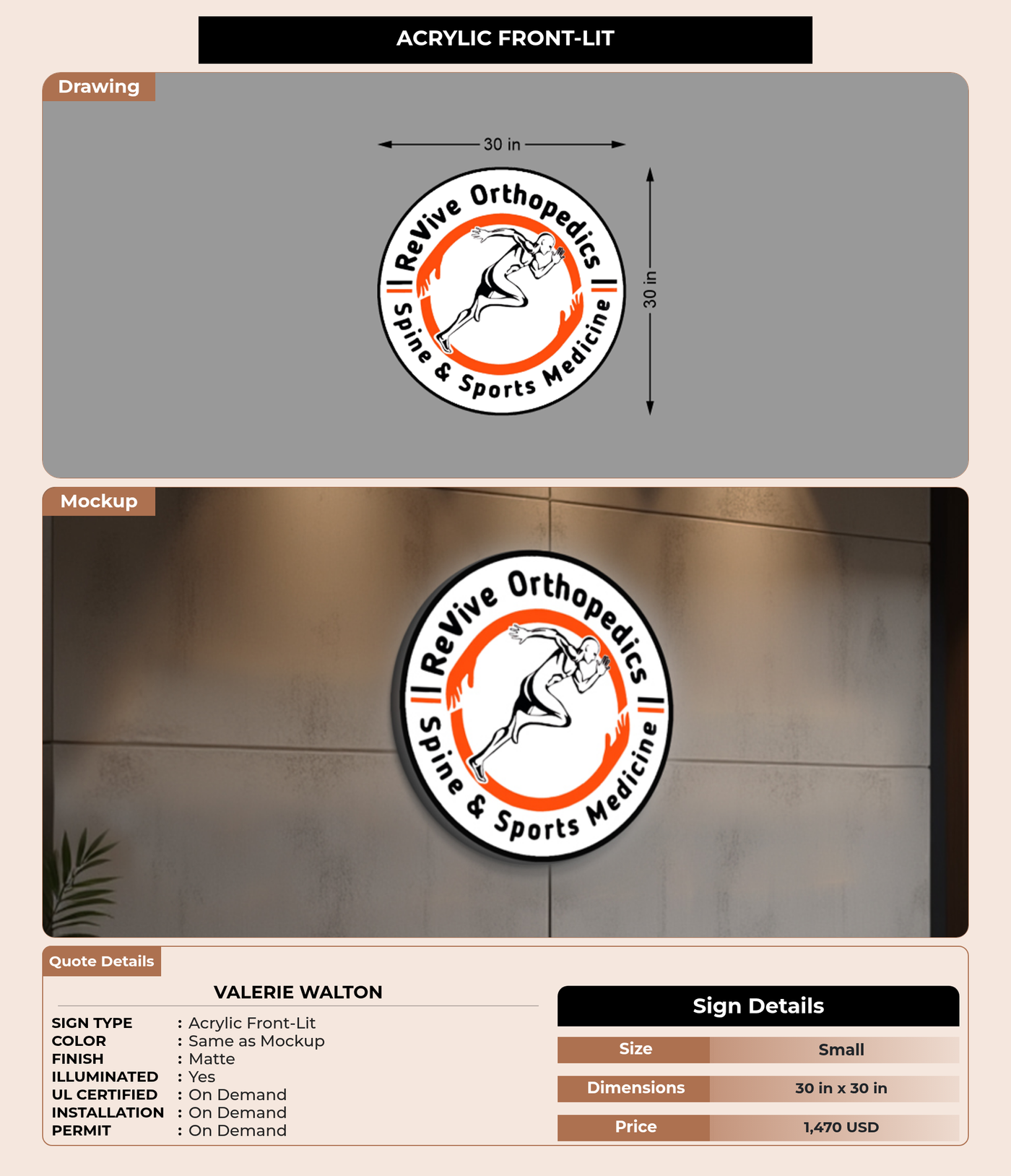 CUSTOM MOCKUP SIGN FOR Valerie Walton
