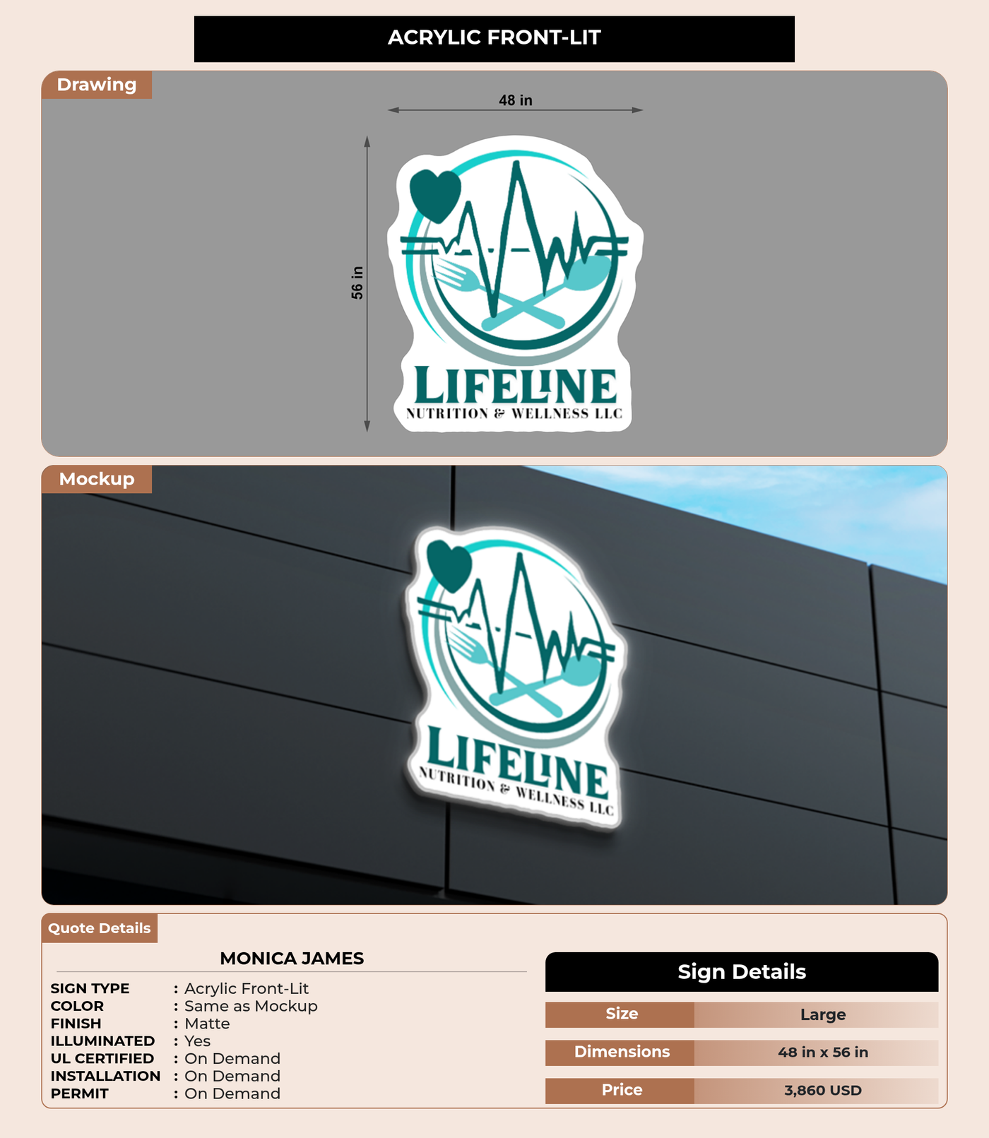 CUSTOM MOCKUP SIGN FOR Monica James