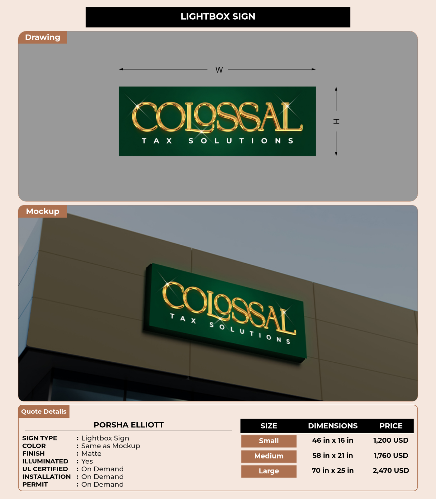 CUSTOM MOCKUP SIGN FOR Porsha Elliott