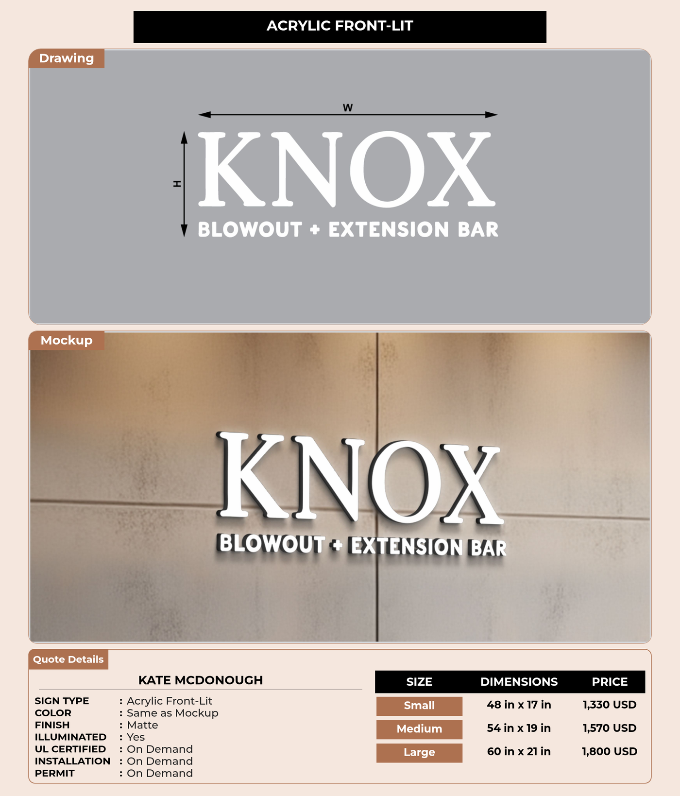 CUSTOM MOCKUP SIGN FOR Kate McDonough