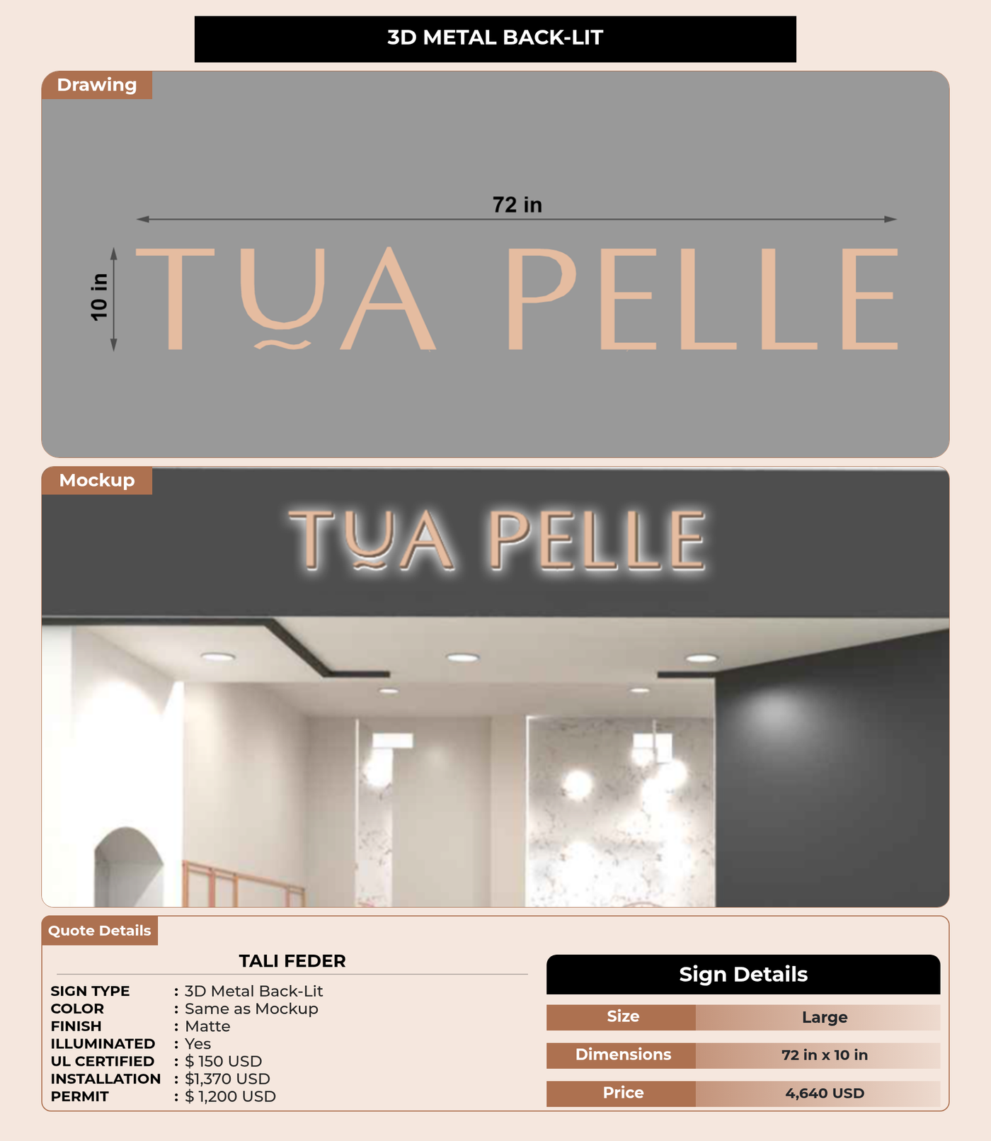 CUSTOM MOCKUP SIGN FOR Tali Feder