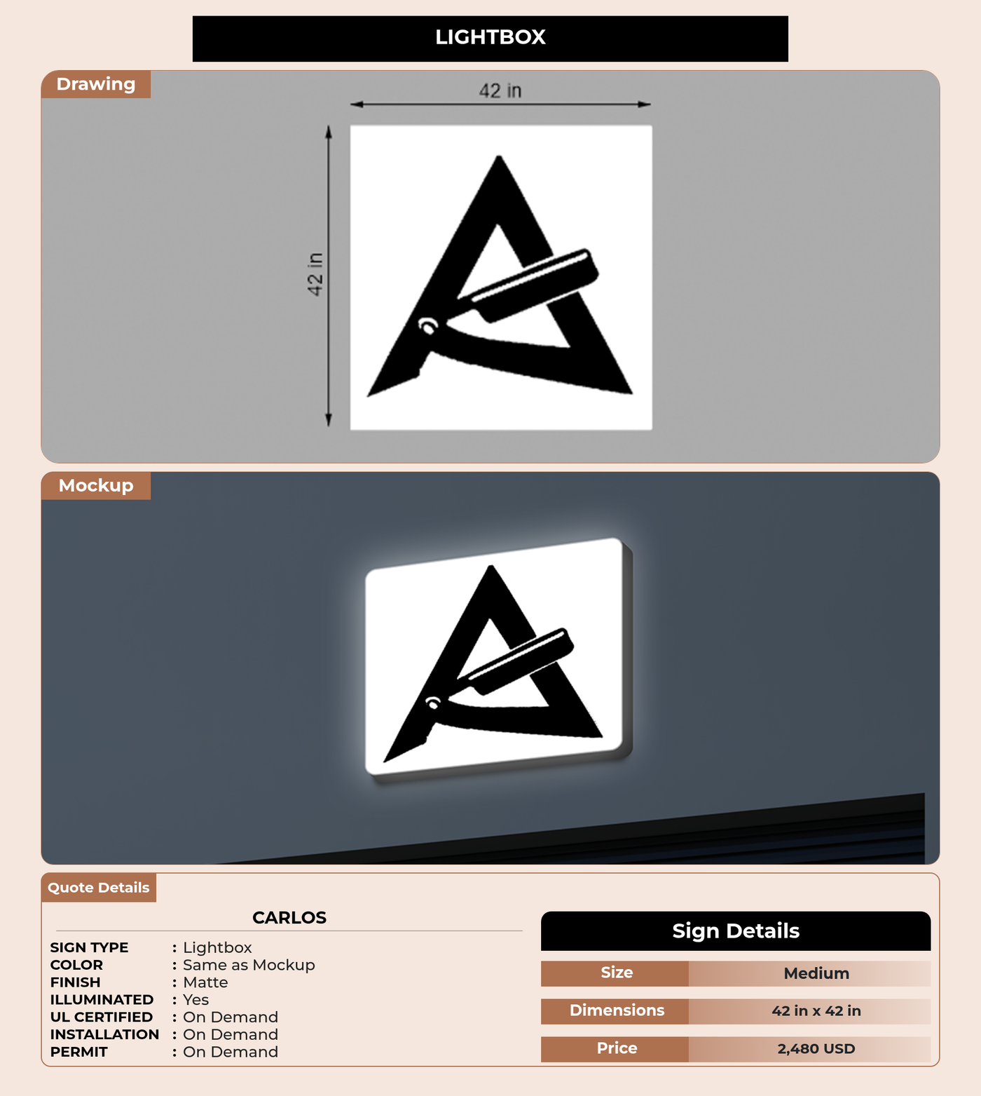 CUSTOM MOCKUP SIGN FOR Carlos