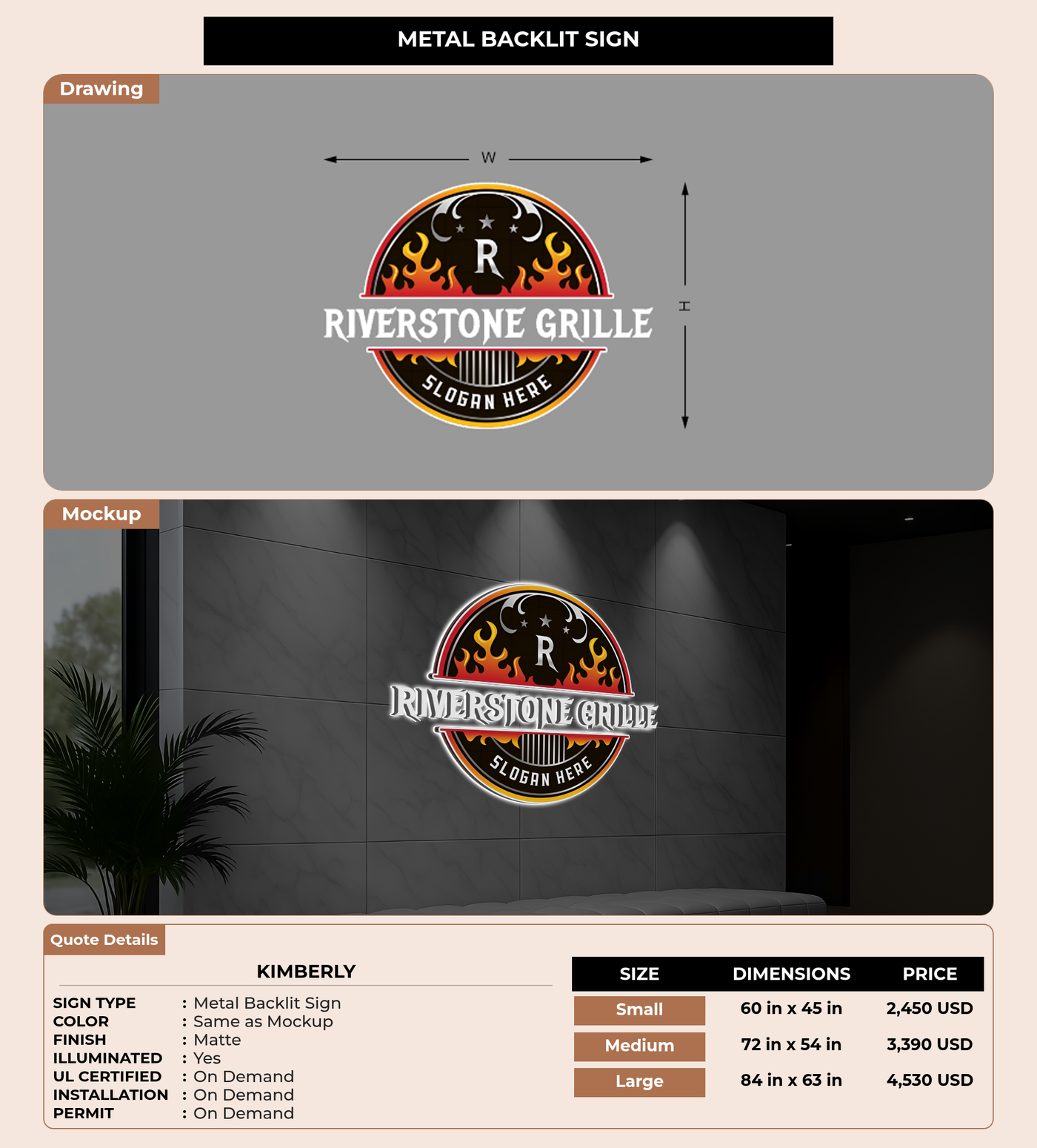 CUSTOM MOCKUP SIGN FOR Kimberly