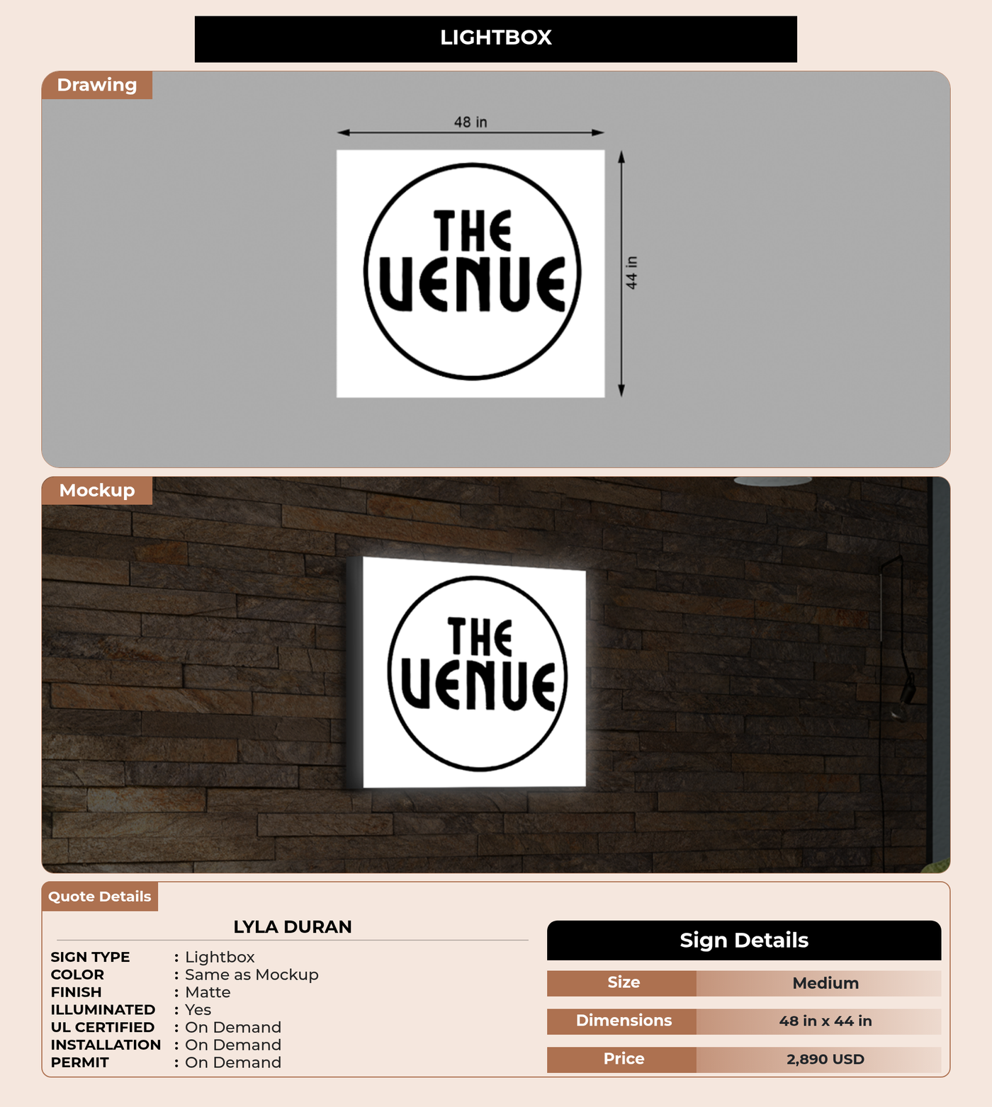 CUSTOM MOCKUP SIGN FOR Lyla Duran