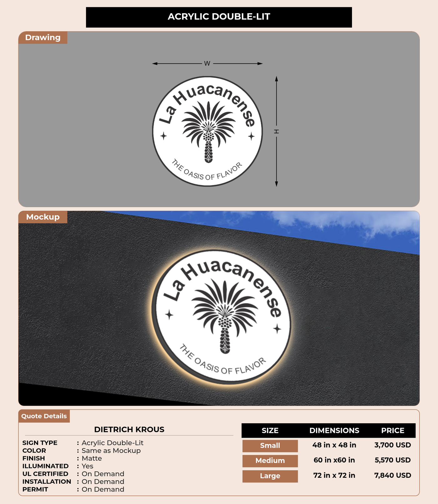 CUSTOM MOCKUP SIGN FOR Dietrich Krous